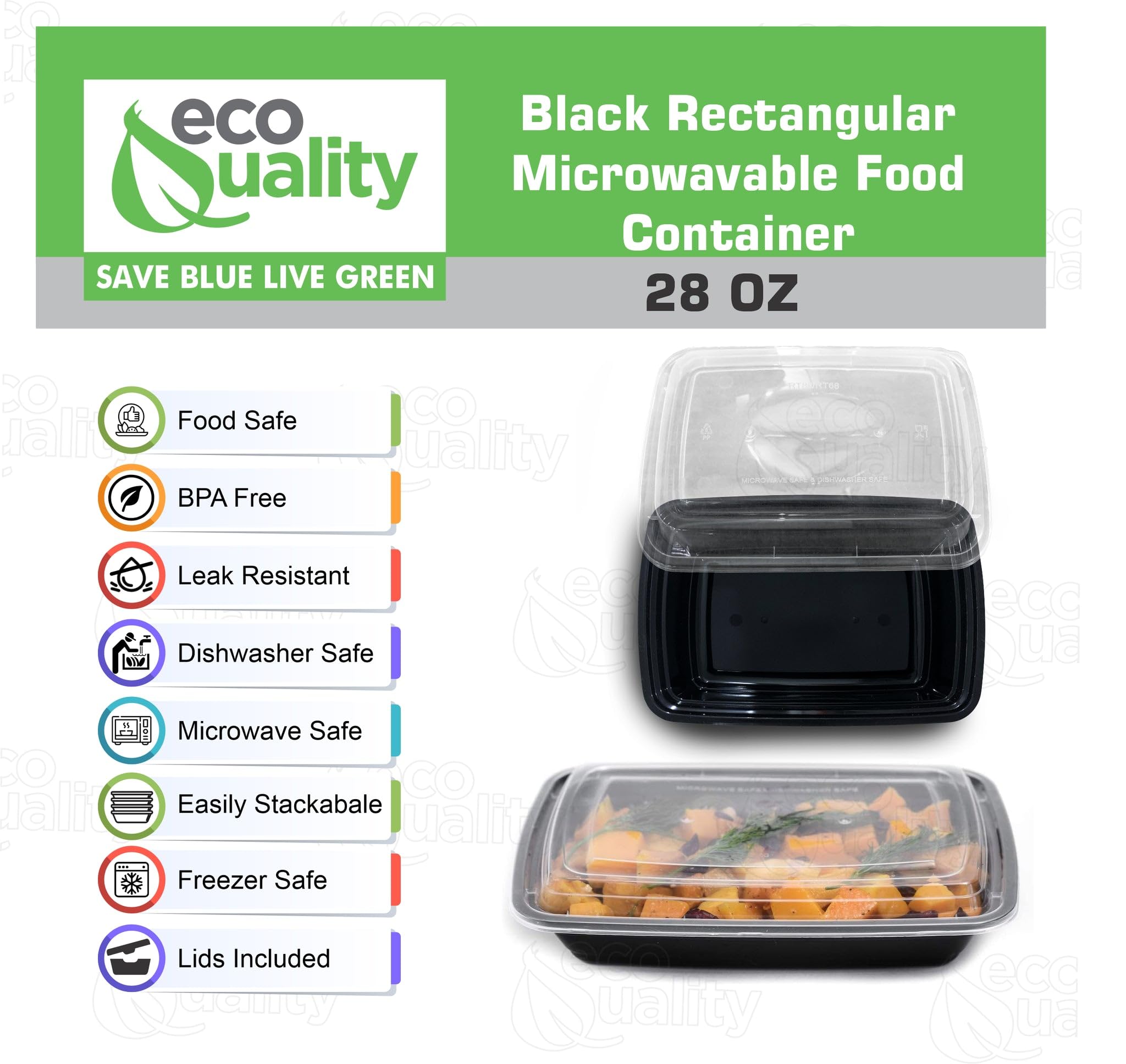 50 Pack Reusable 28 oz BPA-Free Food Storage Containers with Lids | Microwave, Freezer & Dishwasher Safe | Airtight Stackable Meal Prep Containers for Lunch, Bento Box, Leftovers & Meal Prepping | Perfect for Office, School & Picnics