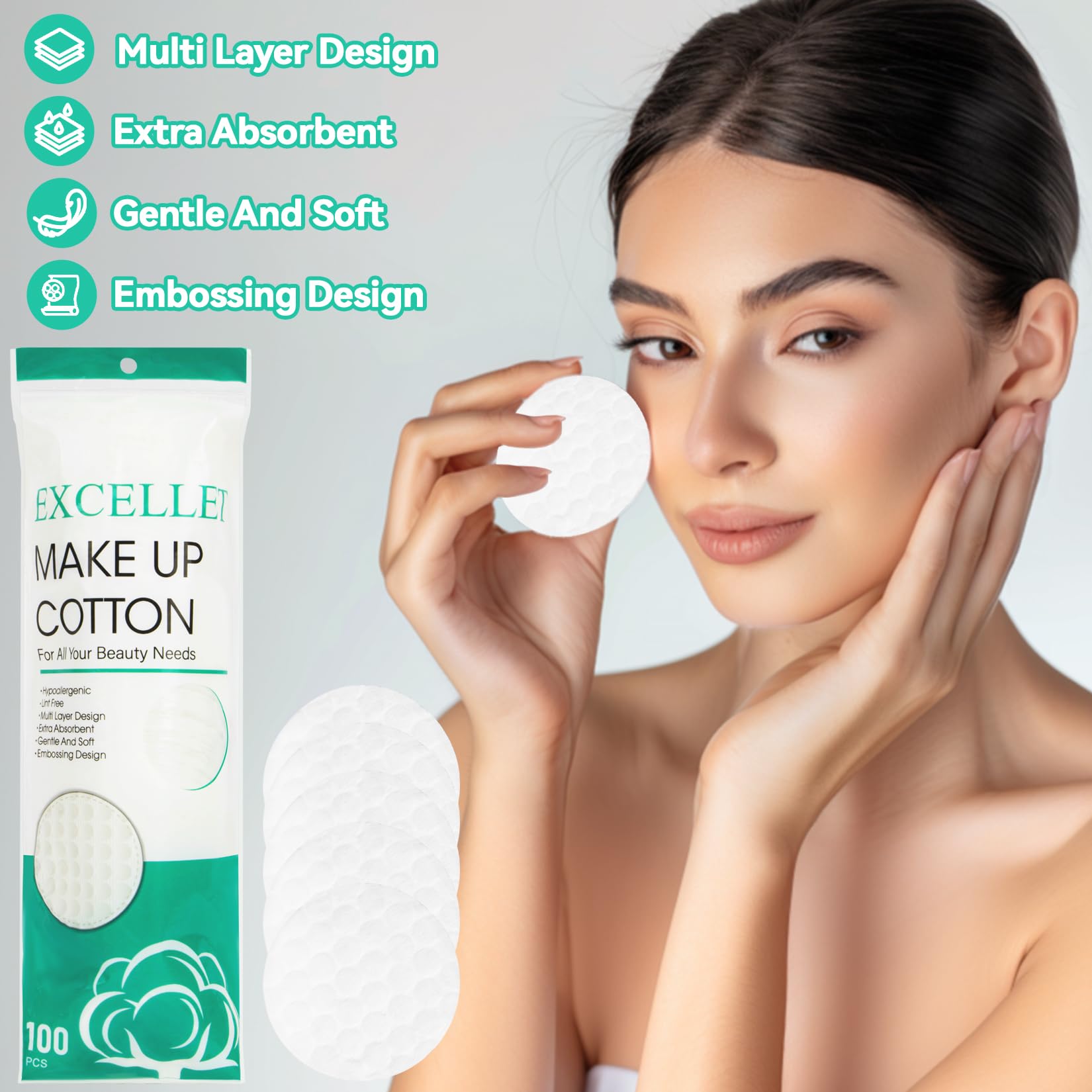 300PCS Organic Cotton Rounds for Makeup Removal & Skincare - Soft Facial Pads for Gentle Cleansing, Exfoliating, Eye Makeup & Nail Polish Removal - Perfect for Daily Beauty Routine & Travel