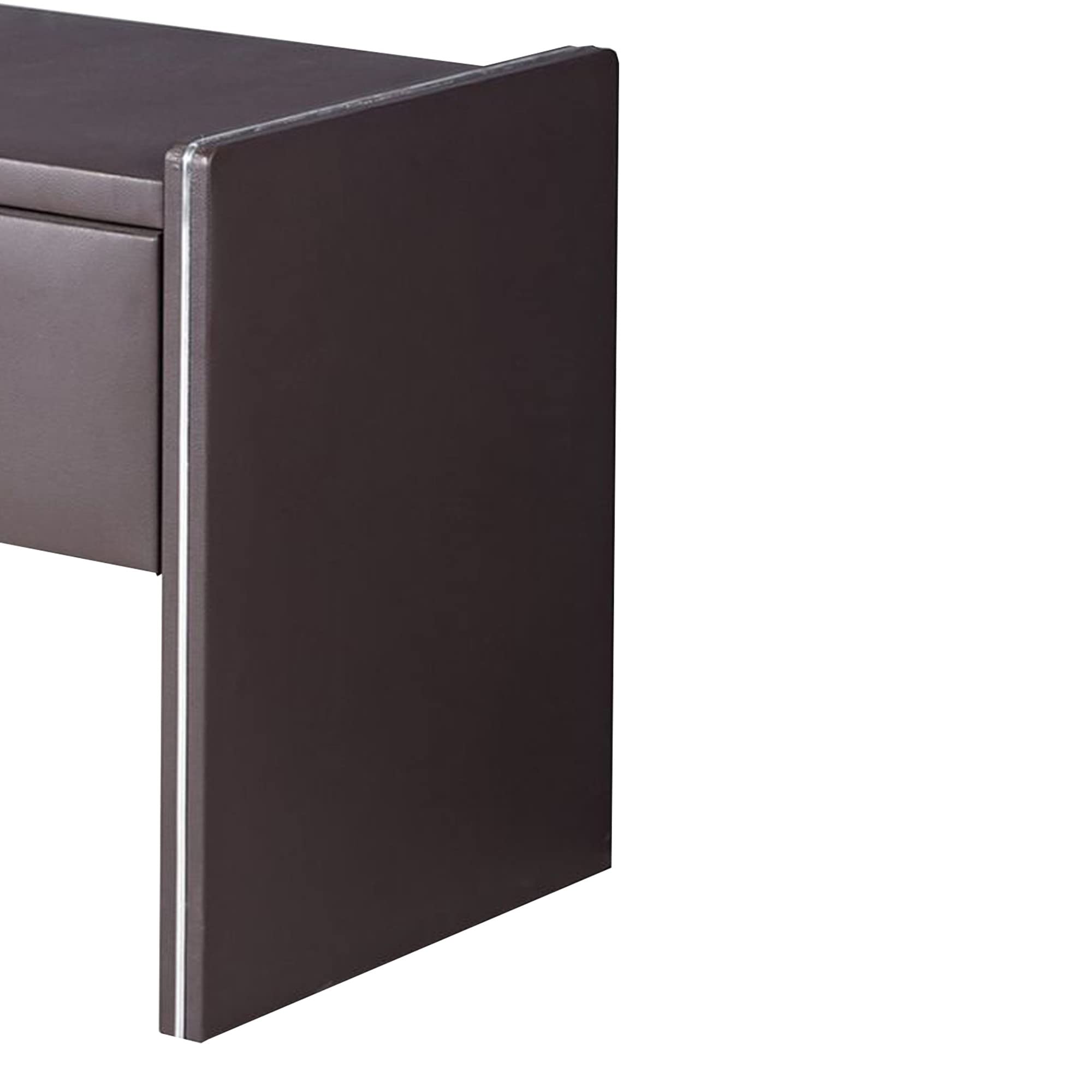 Benjara Brown Leather Upholstered Wooden Nightstand with Drawer - Bedroom Furniture for Master Bedroom, Guest Room & Apartment