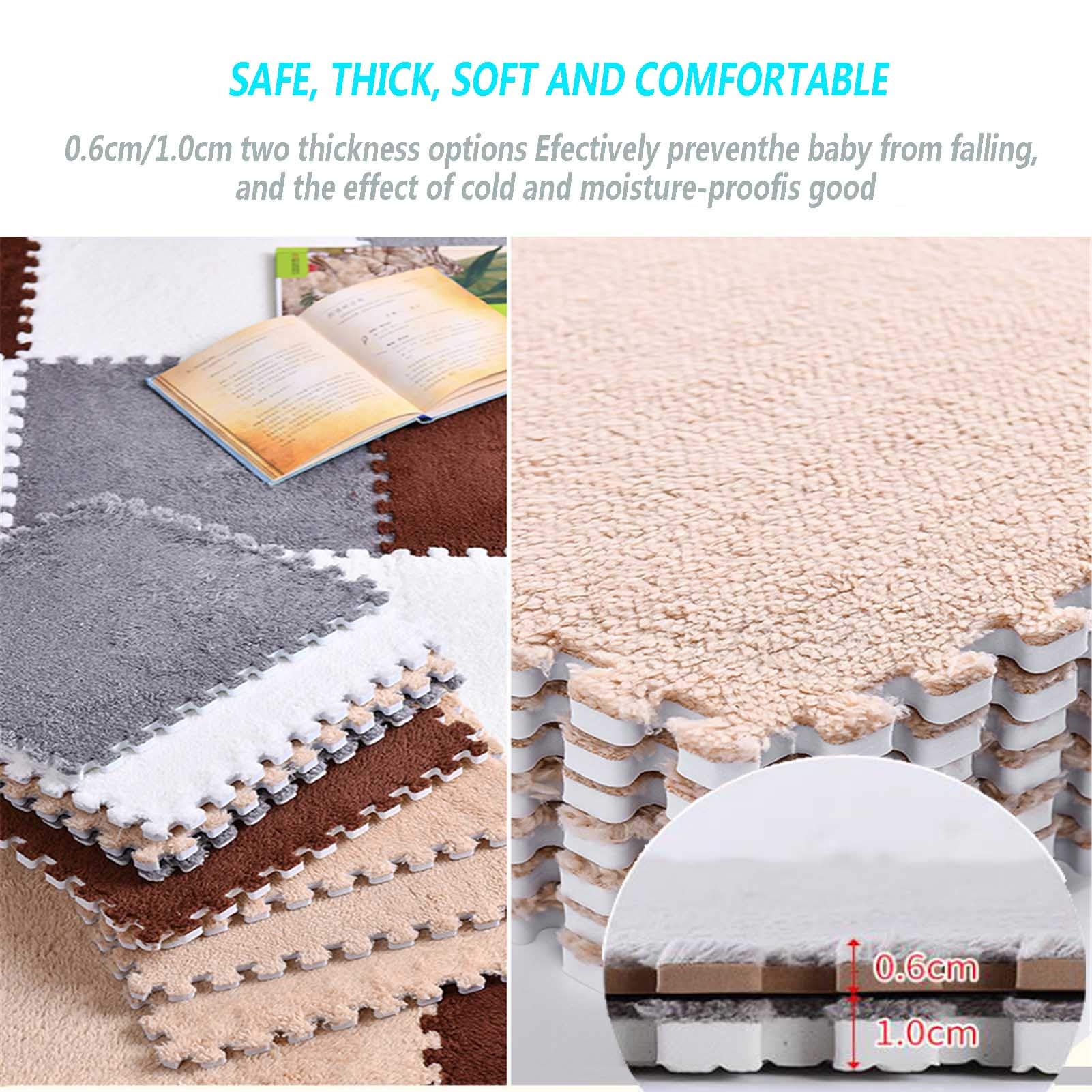 Non-Toxic EVA Foam Play Mat with Interlocking Puzzle Edges - Soft Plush Floor Tiles for Kids Playroom, Nursery, Gym & Home Decor (Blue & White, 1cm Thick) - Perfect for Baby Crawling, Toddler Play Area & Home Exercise Space