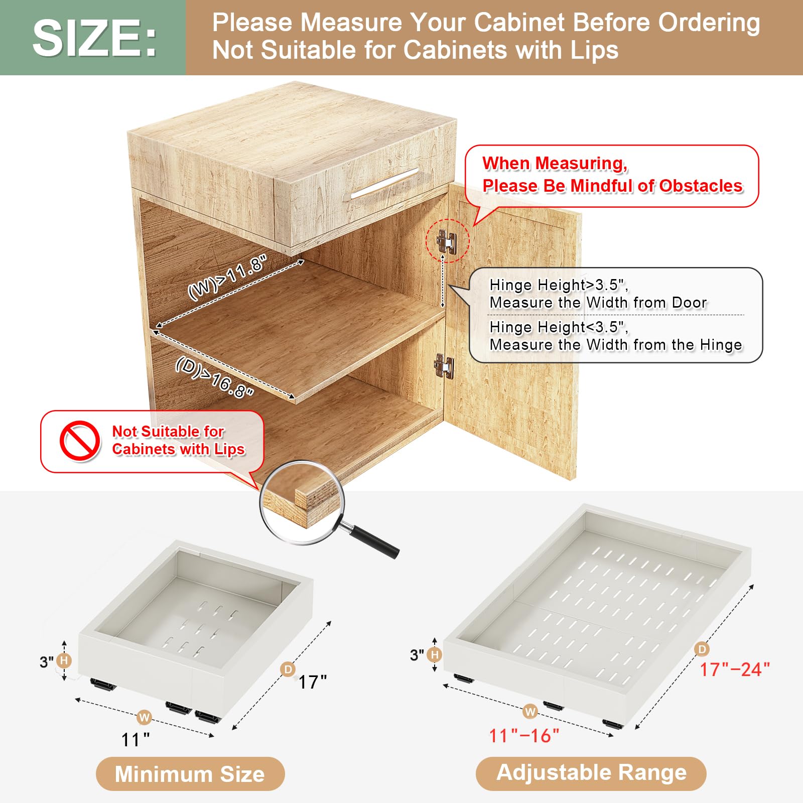 2-Piece Expandable Pull Out Cabinet Organizer - Adjustable Width (11