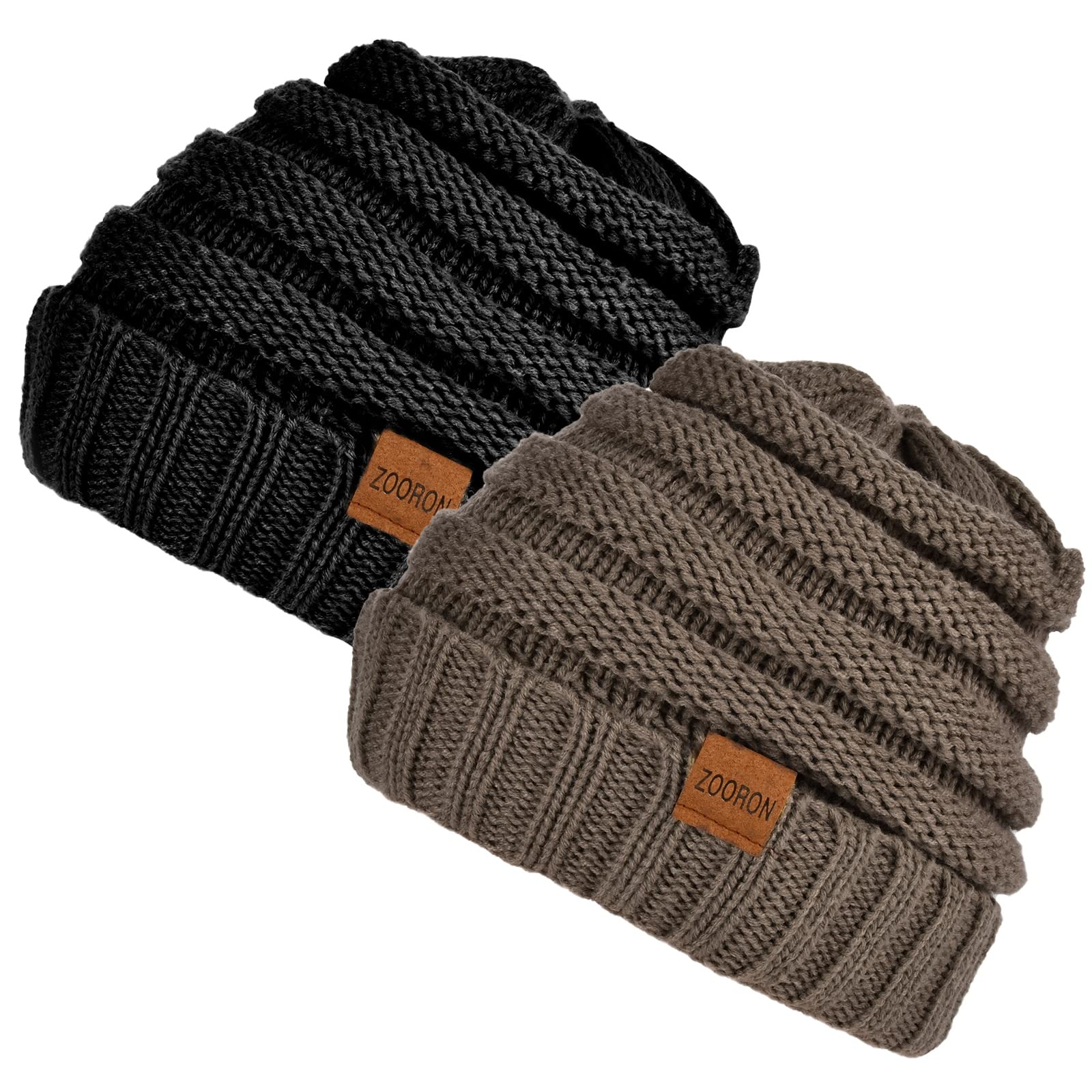 ZOORON Women's Cable Knit Winter Beanie Hat - Soft Stretchy Warm Thick Knitted Cap for Cold Weather - Perfect for Skiing, Snowboarding & Outdoor Winter Activities