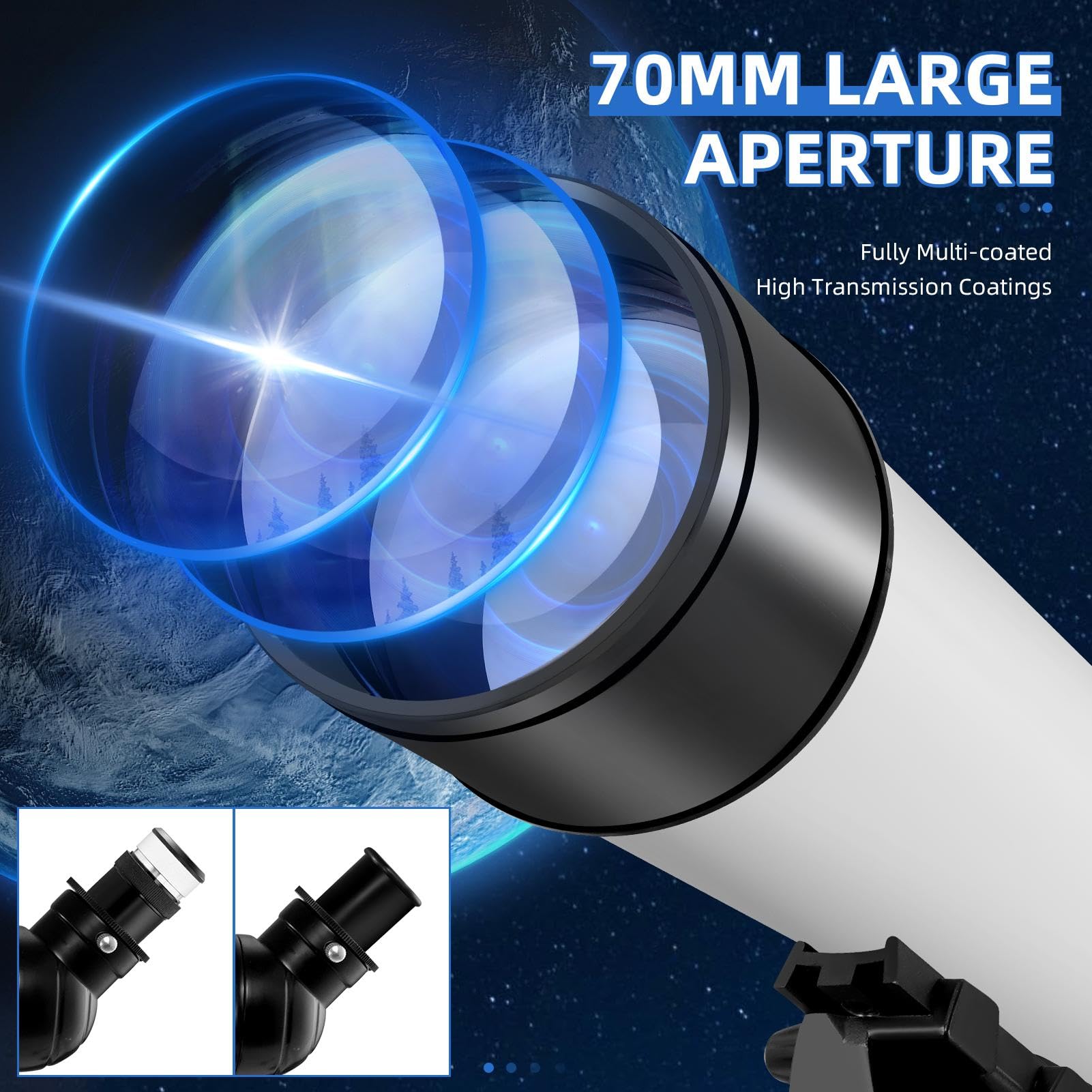 Premium Sararoom Telescope for Adults & Kids - 70mm Aperture 700mm Refractor Astronomy Telescope with Tripod, Phone Adapter & Wireless Remote - Ideal for Stargazing, Moon Watching & Outdoor Travel Adventures
