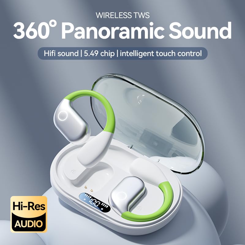 AI Translation Earbuds with 144 Languages Real-Time OWS Open-Ear Bluetooth Headphones - Wireless Translator for iPhone & Android (White) - Perfect for Travel, Business Meetings & Language Learning