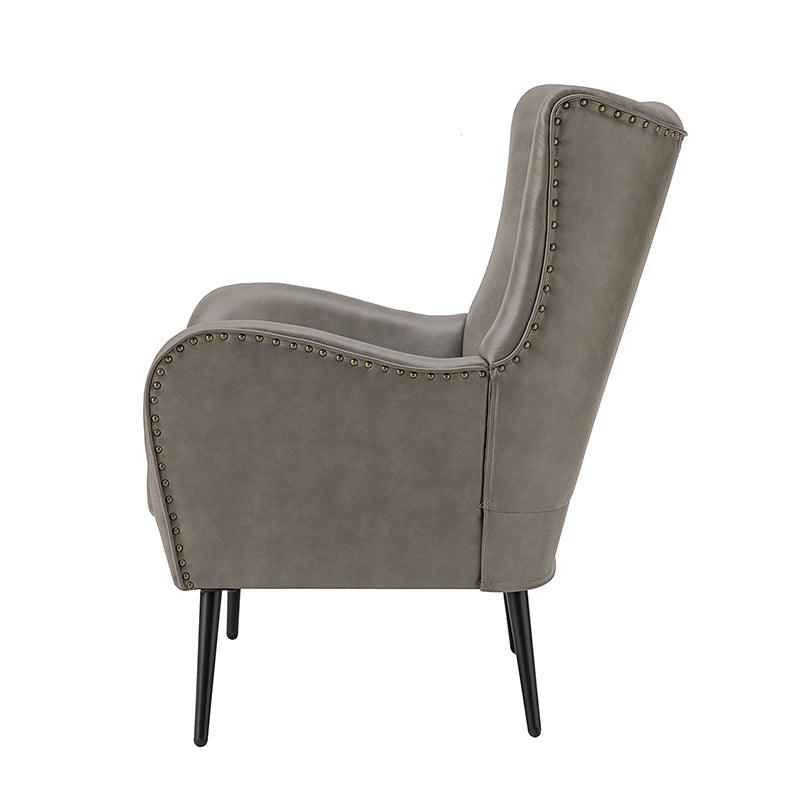 Stylish Shepherd Wingback Vegan Leather Armchair - Modern PU Leather Accent Chair for Living Room, Bedroom & Office - Comfortable Mid-Century Design with Optional Types