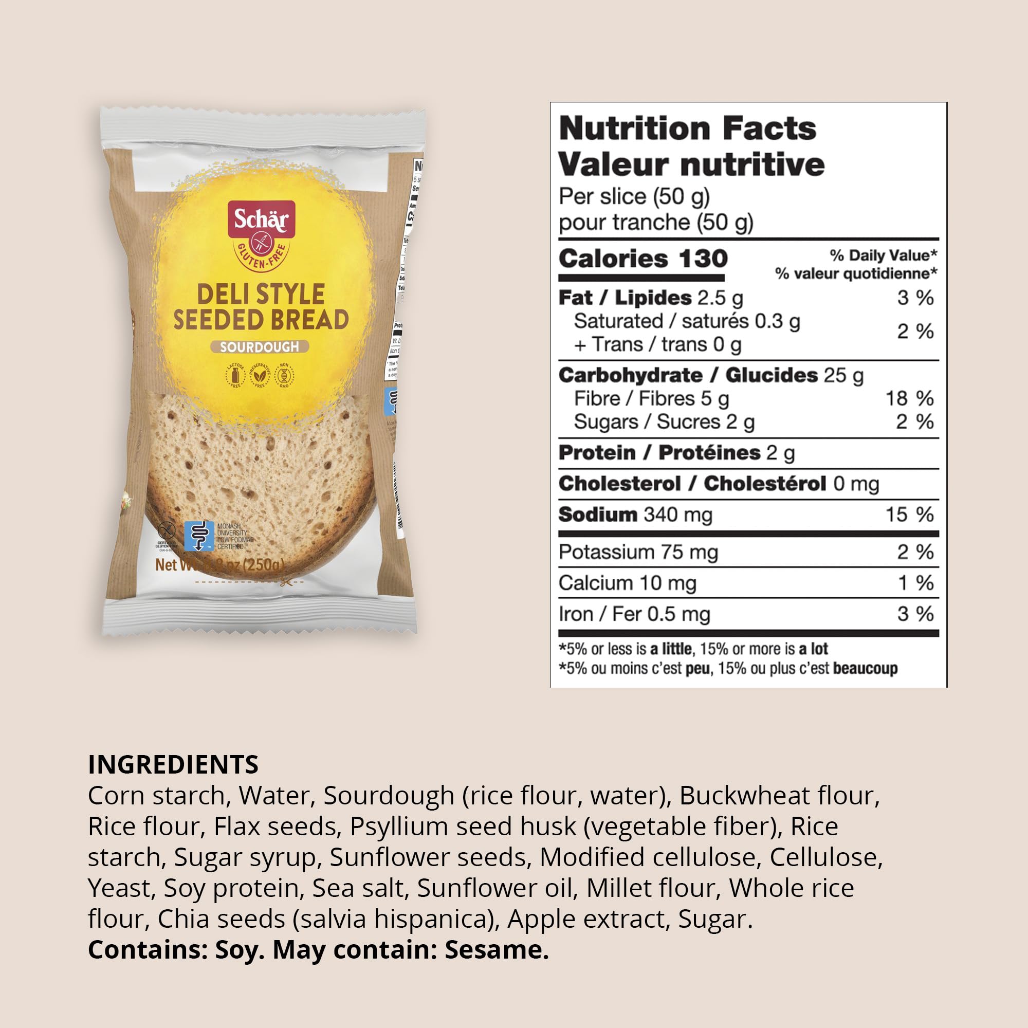 **Schar Deli Style Sourdough With Flax Gluten-Free Bread – Non-GMO, Lactose-Free, Preservative-Free, Pre-Sliced, 250g – Perfect for Sandwiches, Toast & Healthy Snacking**