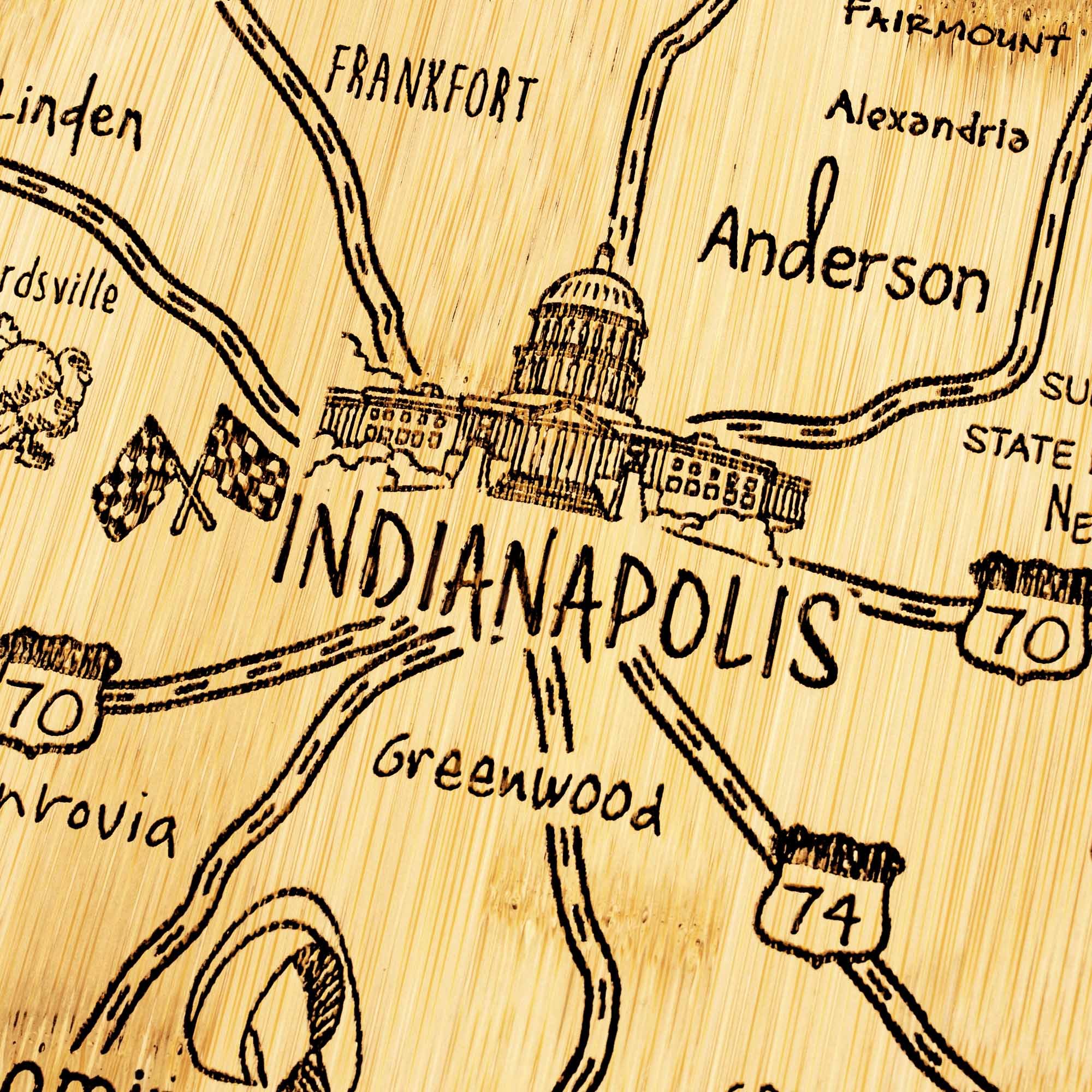 Premium Indiana-Themed Wooden Cutting Board - 15 3/4 x 10 Inches - Perfect for Kitchen Prep, Charcuterie Boards & Home Decor