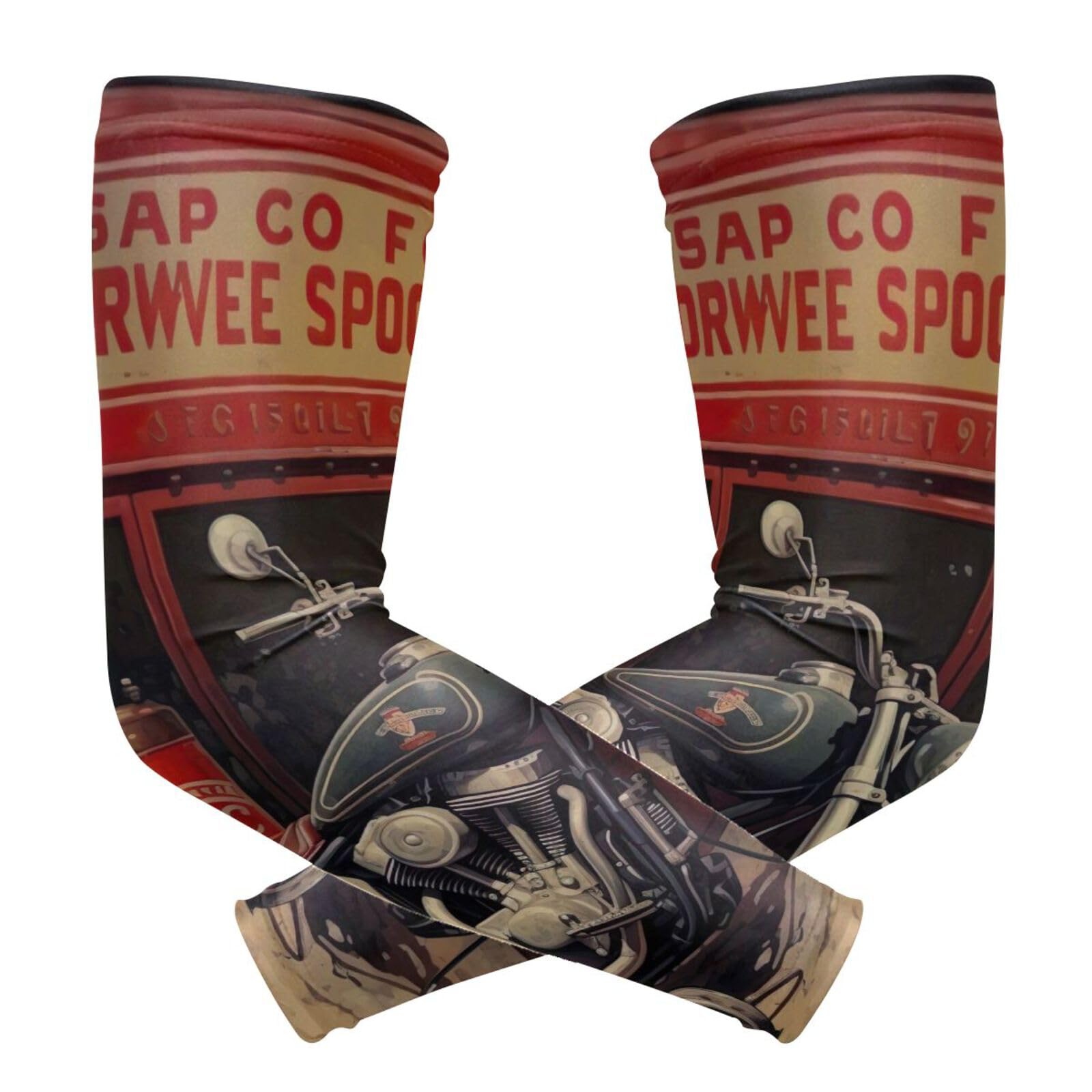 Retro Style Motorcycle Arm Sleeves for Men & Women - UV Sun Protection & Tattoo Cover Up Compression Sleeves - Perfect for Motorcycling, Cycling, Running & Outdoor Sports