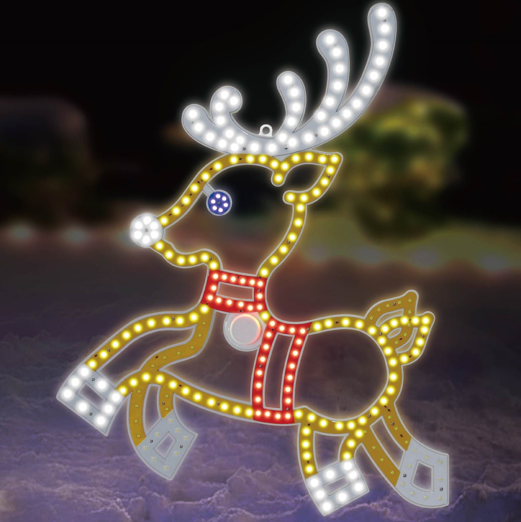 24-Piece Vibrant LED Prancing Reindeer Christmas Decorations Set - Indoor/Outdoor Holiday Light-Up Decor for Yard, Lawn, and Home