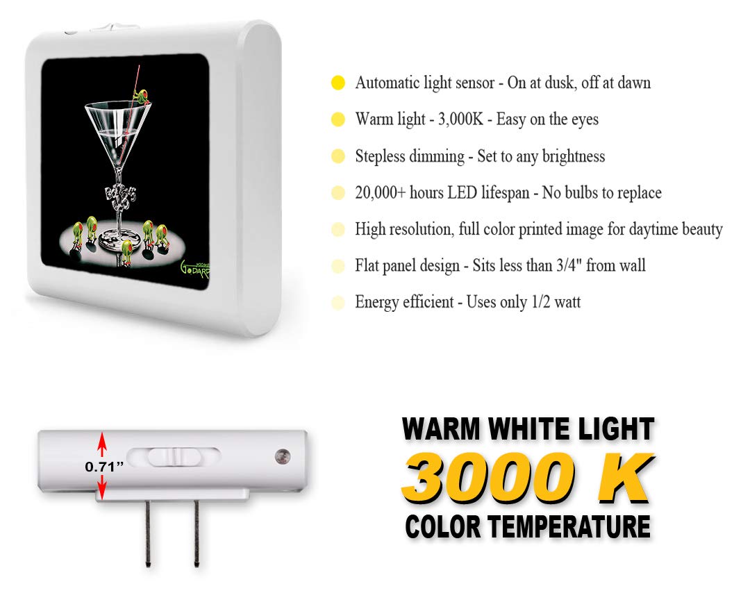 Dimmable LED Night Light with Auto On/Off Sensor - Adjustable Brightness Warm White Plug-in Nightlight for Bathroom, Hallway, Nursery & Bedroom | Perfect for Nighttime Safety & Comfort