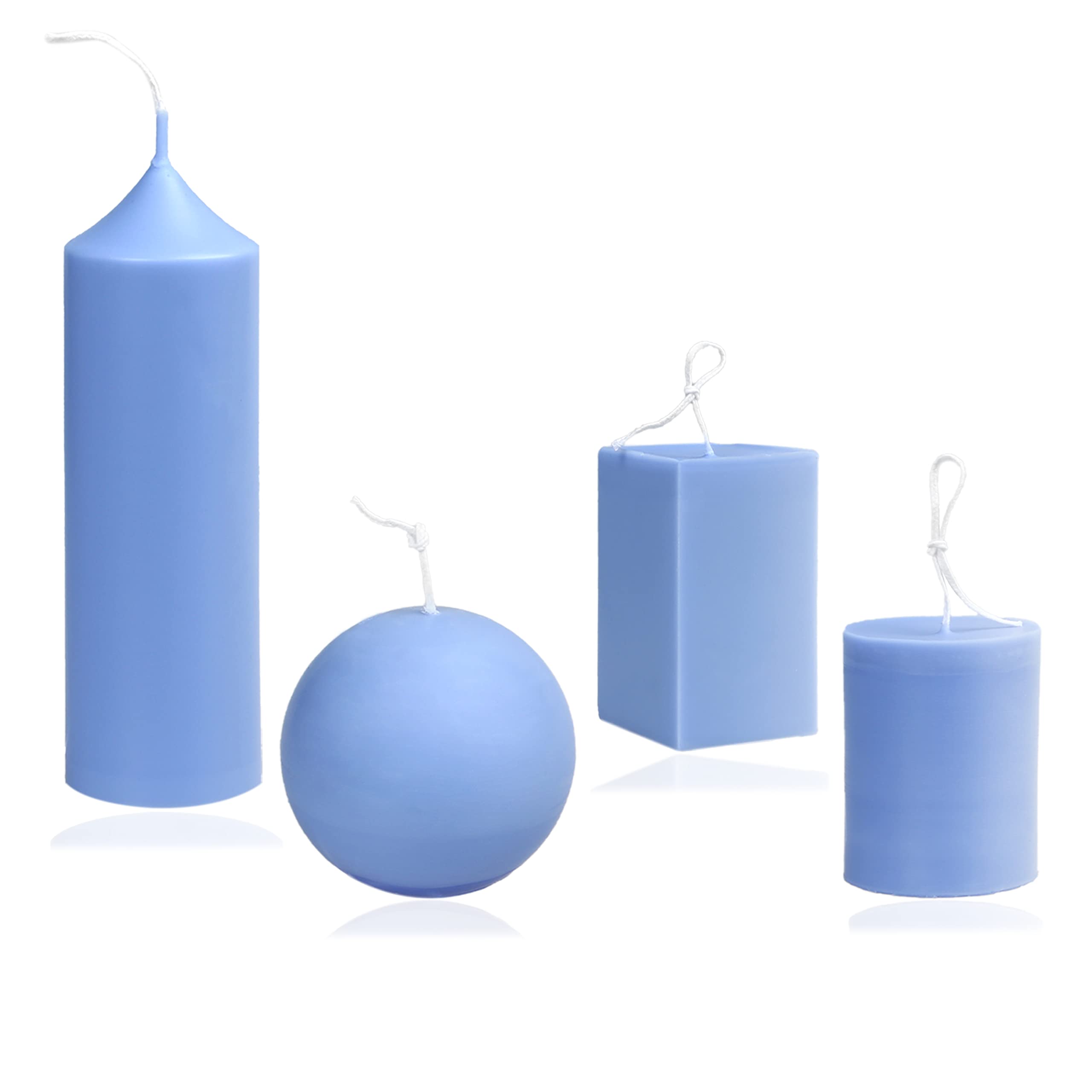 MILIVIXAY 4-Piece Plastic Candle Making Mold Set - DIY Pillar, Cylinder, Rectangle & Sphere Molds for Beeswax, Soy Wax & Paraffin Wax - Perfect for Homemade Candles, Gifts & Home Decor