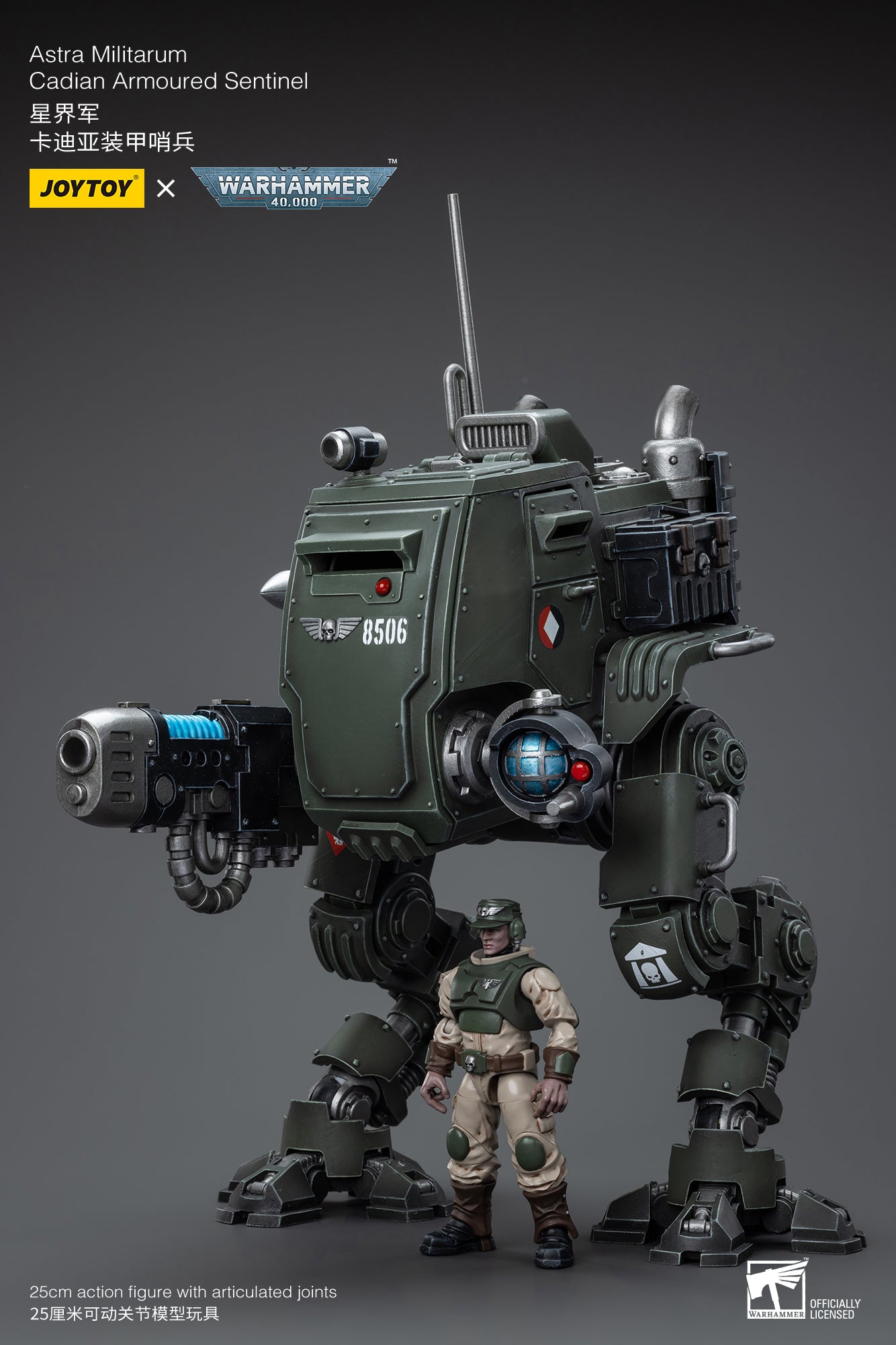 JOYTOY 1/18 Scale Warhammer 40K Action Figure - Astra Militarum Cadian Armoured Sentinel Collectible Model for Display & Wargaming Scenes