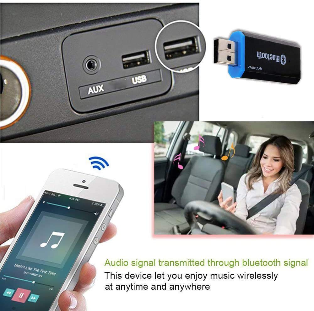 Wireless Bluetooth 5.0 USB Receiver Adapter - AUX Audio Car Kit for Home & Car Stereo Systems | Portable Speaker Connector with 3.5mm Cable (Yet-M1) | Perfect for Hands-Free Calling & Music Streaming in Vehicles or Home Audio Setup
