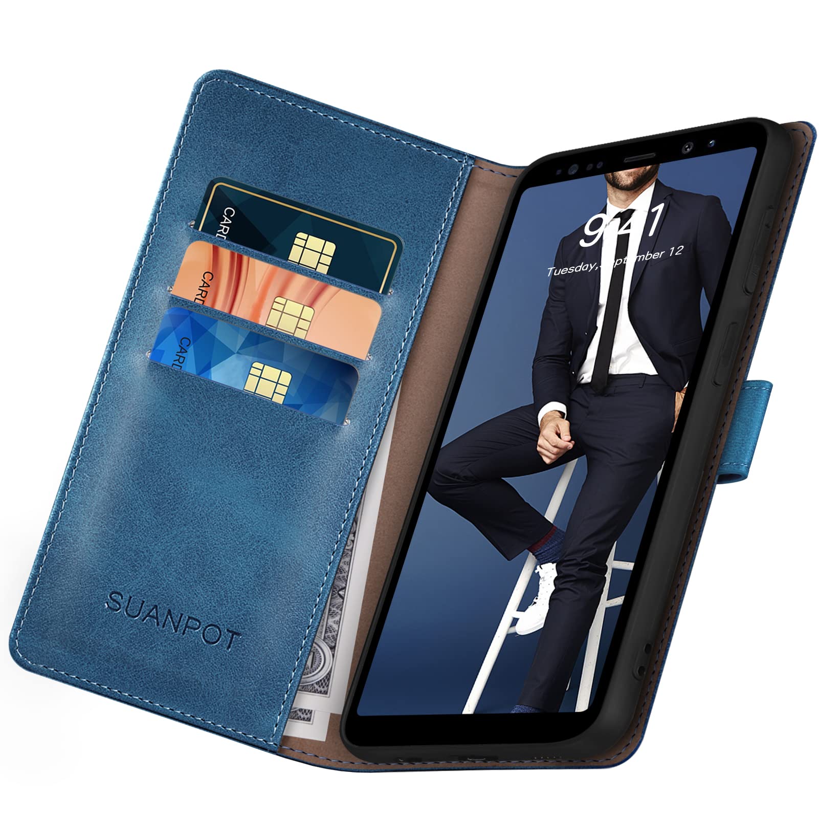 RFID Blocking Leather Wallet Case for Samsung Galaxy Note 9 6.4