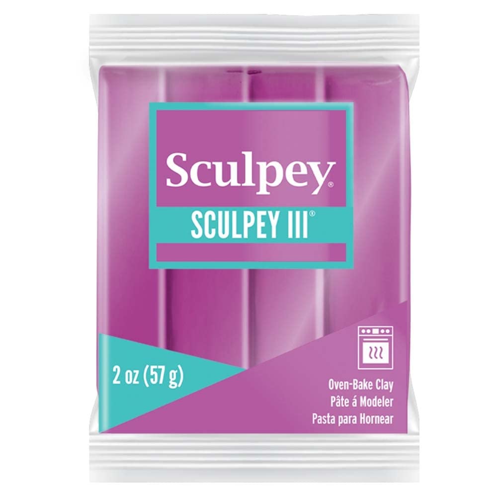 Sculpey III Oven Bake Polymer Clay - Fuchsia Pearl Color, 2oz (1112) for DIY Jewelry, Miniature Crafts & Home Decor Projects