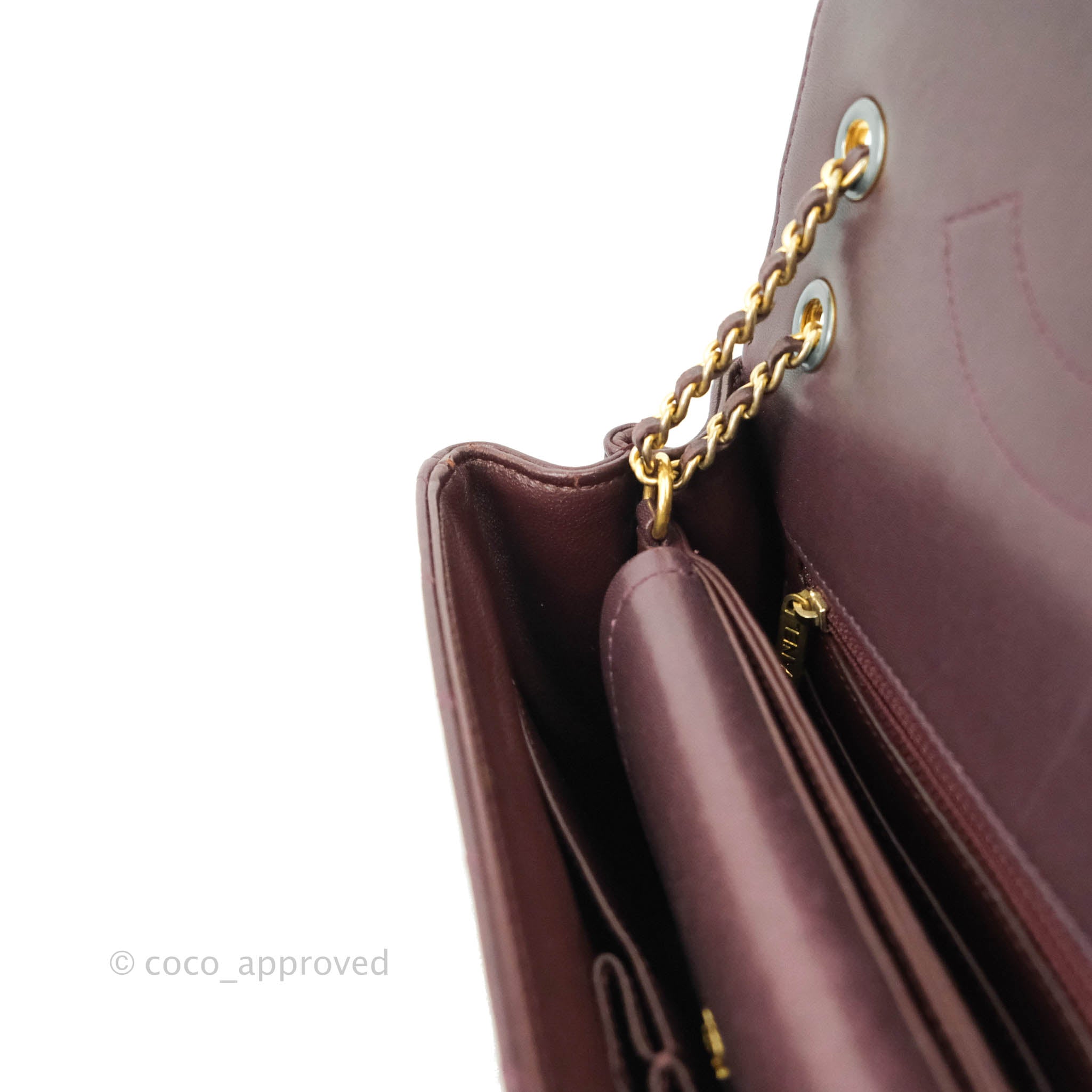 Chanel CC Signature Flap Bag in Diagonal Burgundy Calfskin with Aged Gold Hardware - Luxury Crossbody Purse for Women, Perfect for Date Night & Special Occasions