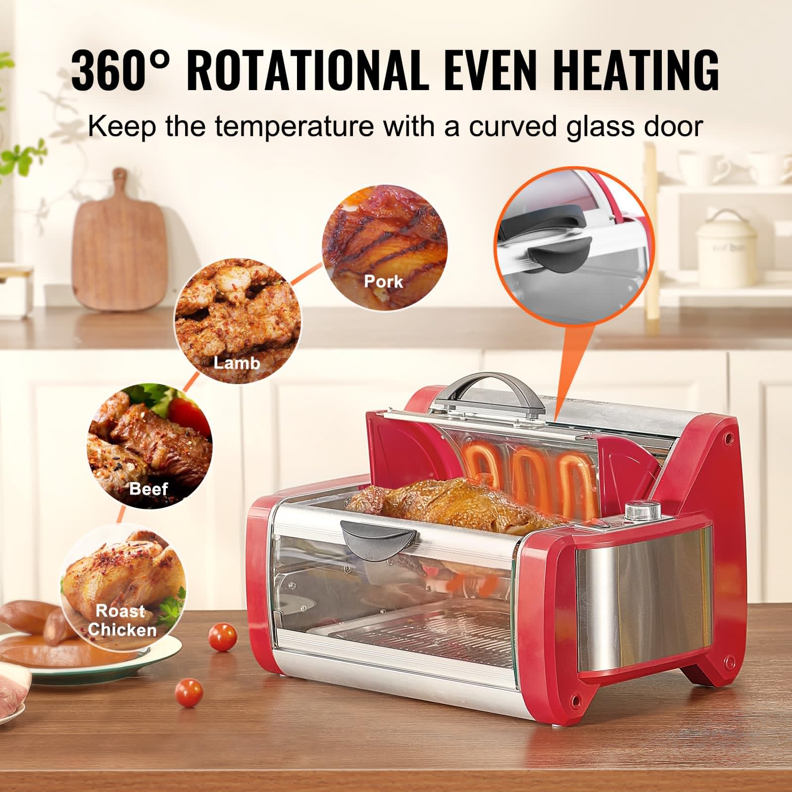 VEVOR Electric Shawarma Grill Machine - Stainless Steel Countertop Gyro Rotisserie Oven for Chicken, Doner Kebab & Meat - Perfect for Home Kitchens, Restaurants & Party Catering | Commercial-Grade Broiler for Middle Eastern Cuisine & Food Trucks