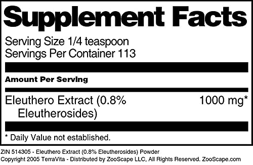 Eleuthero Extract Powder (0.8% Eleutherosides) - 4 oz | Natural Energy Booster & Stress Relief Supplement | Supports Immune System & Vitality for Workout & Daily Wellness
