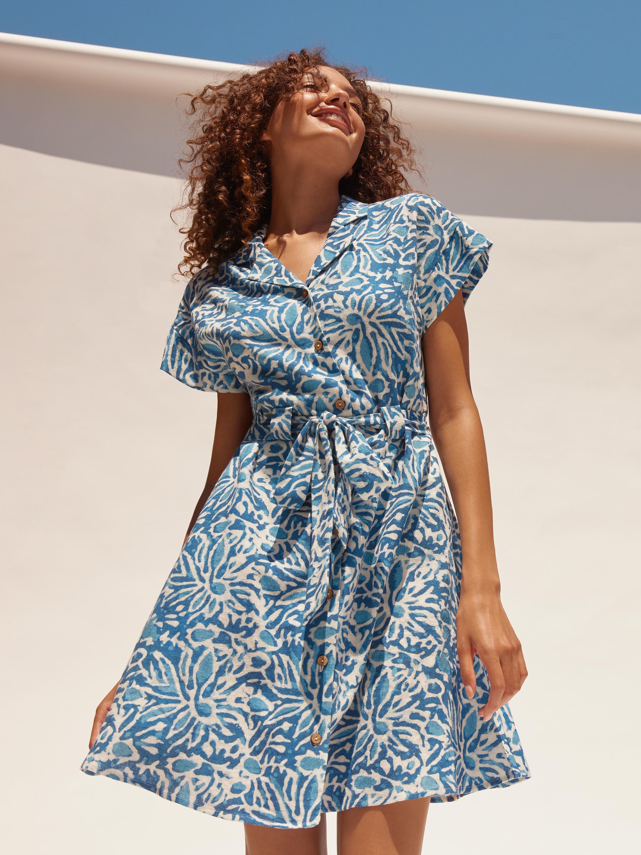 Breathable Linen Blend Short Sleeve Button Front Dress for Women - Perfect for Beach Vacations, Summer Outings & Casual Wear