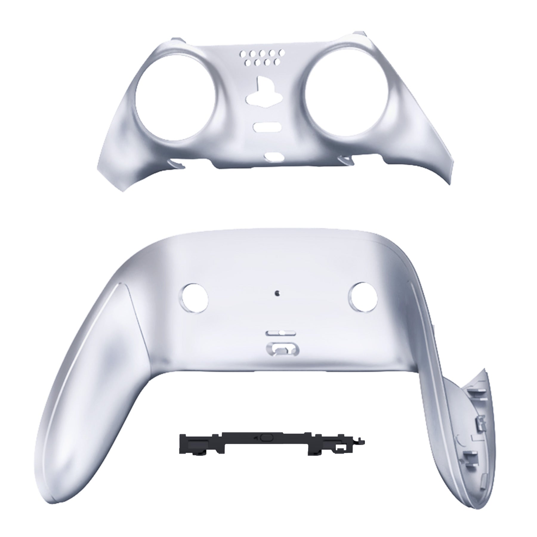 eXtremeRate Chrome Silver PS5 Edge Controller Shell - DIY Replacement Front & Back Cover with Decorative Trim | Custom Plates for Enhanced Gaming Experience | Perfect for Competitive Gaming & Personalization
