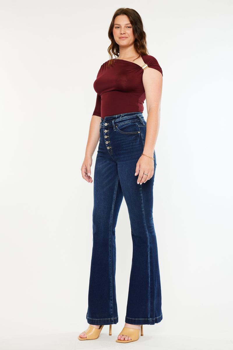 Blairen Ultra High Rise Flare Jeans for Women - Curvy Fit Stretch Denim Pants, Vintage 70s Style Bootcut Jeans for Casual Wear & Night Out