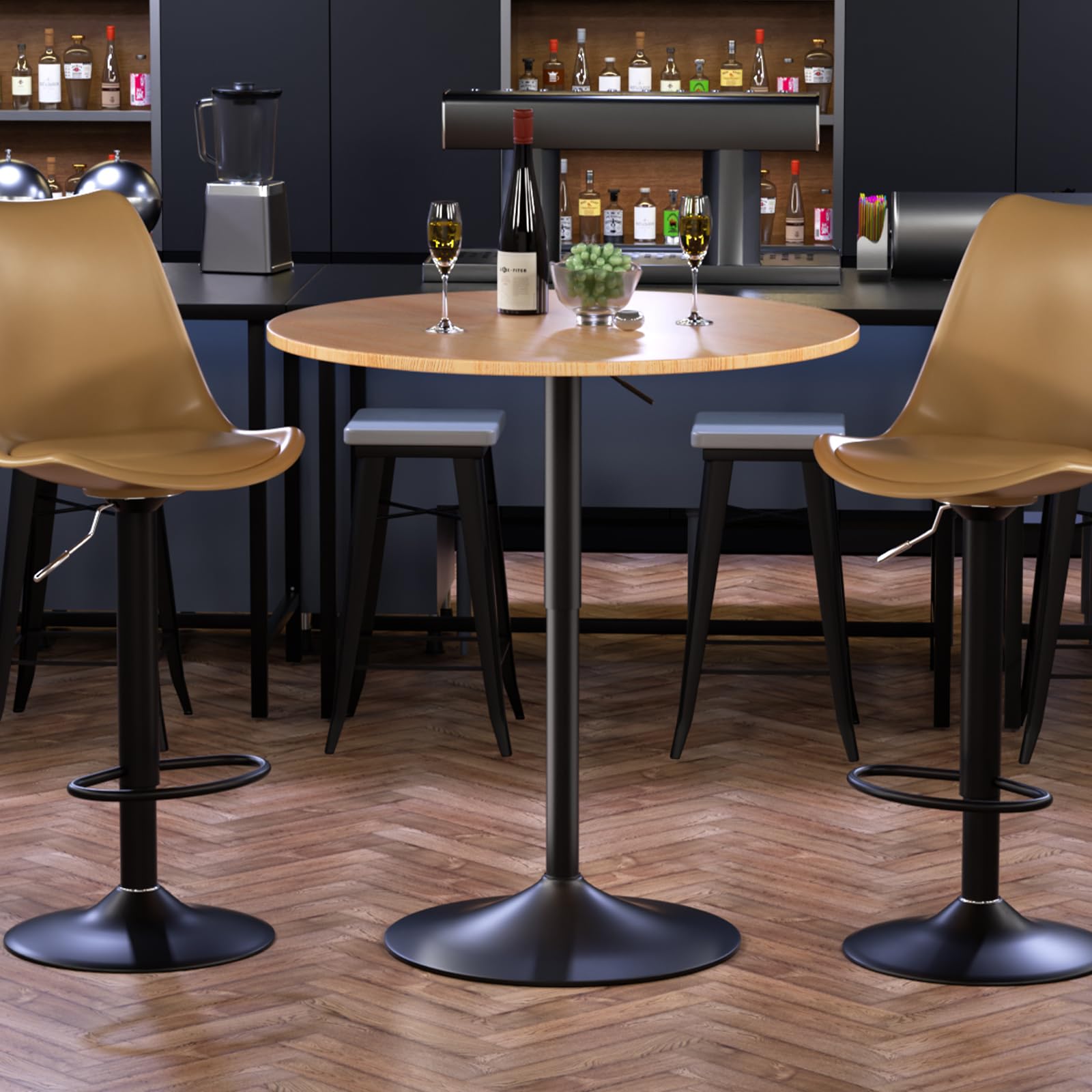 31.5 Inch Round Adjustable Height Pub Table - 27.5