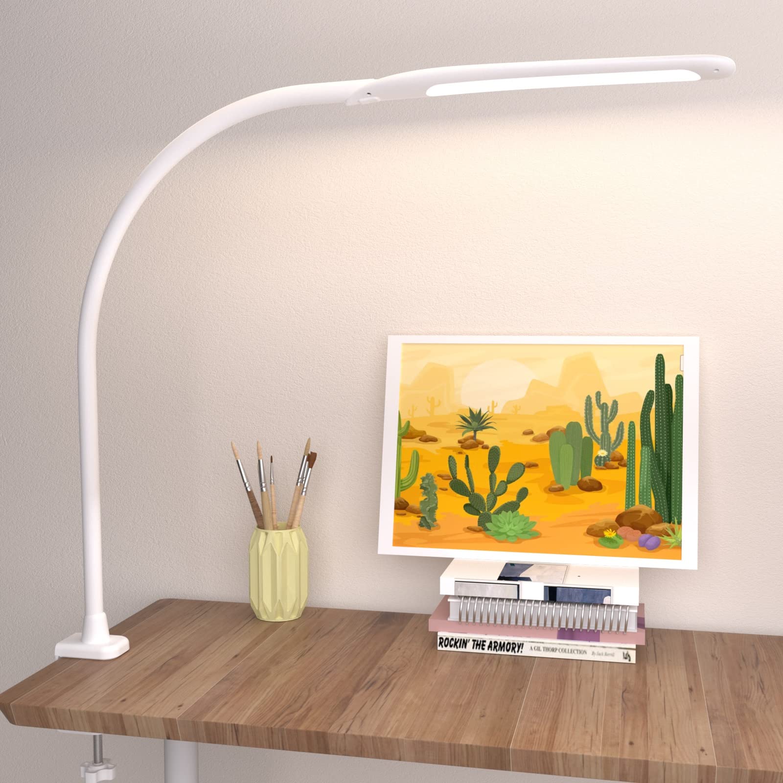 Adjustable LED Desk Lamp with Clamp - Dimmable Touch Control Eye-Care Table Light, 3 Color Modes & Flexible Gooseneck for Home Office, Workbench, Reading, and Study (Perfect for Night Work, Architects, and Students)