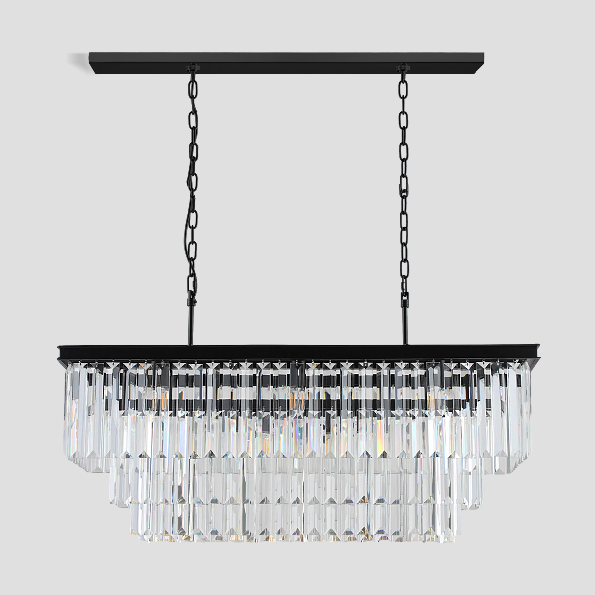 Falria 3-Tier Crystal Rectangular Chandelier - Modern Luxury Ceiling Light Fixture for Dining Room, Living Room & Bedroom | Elegant Home Decor Lighting