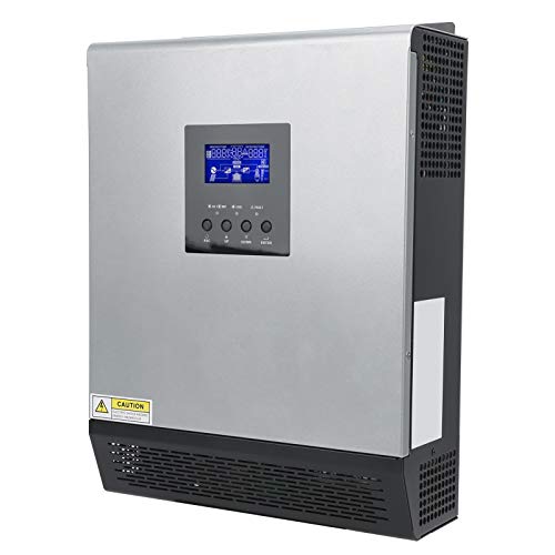 3KVA 2400W 120V Stainless Steel Solar Inverter with AC/Solar Charger - Pure Sine Wave Power Converter for Home, RV & Off-Grid Solar Systems - Ideal for Emergency Backup & Outdoor Power Supply