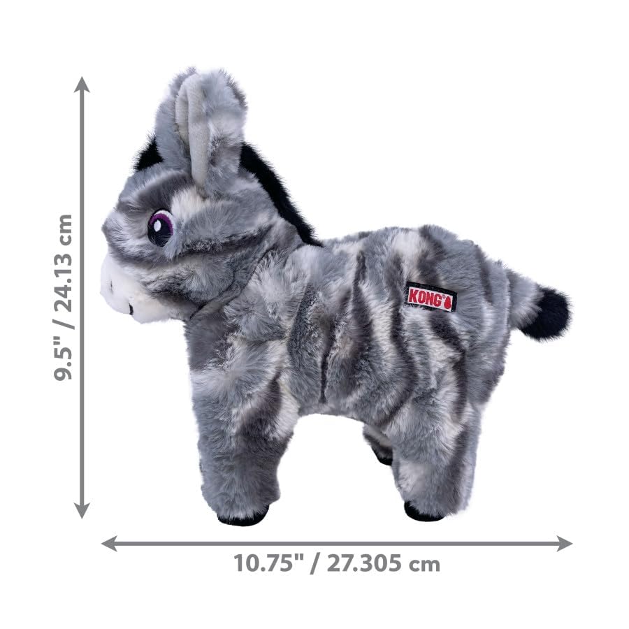 KONG Low Stuff Stripes Plush Dog Toy - Durable Chew Toy for Small, Medium & Large Dogs (Donkey Design) - Perfect for Playtime, Training & Anxiety Relief