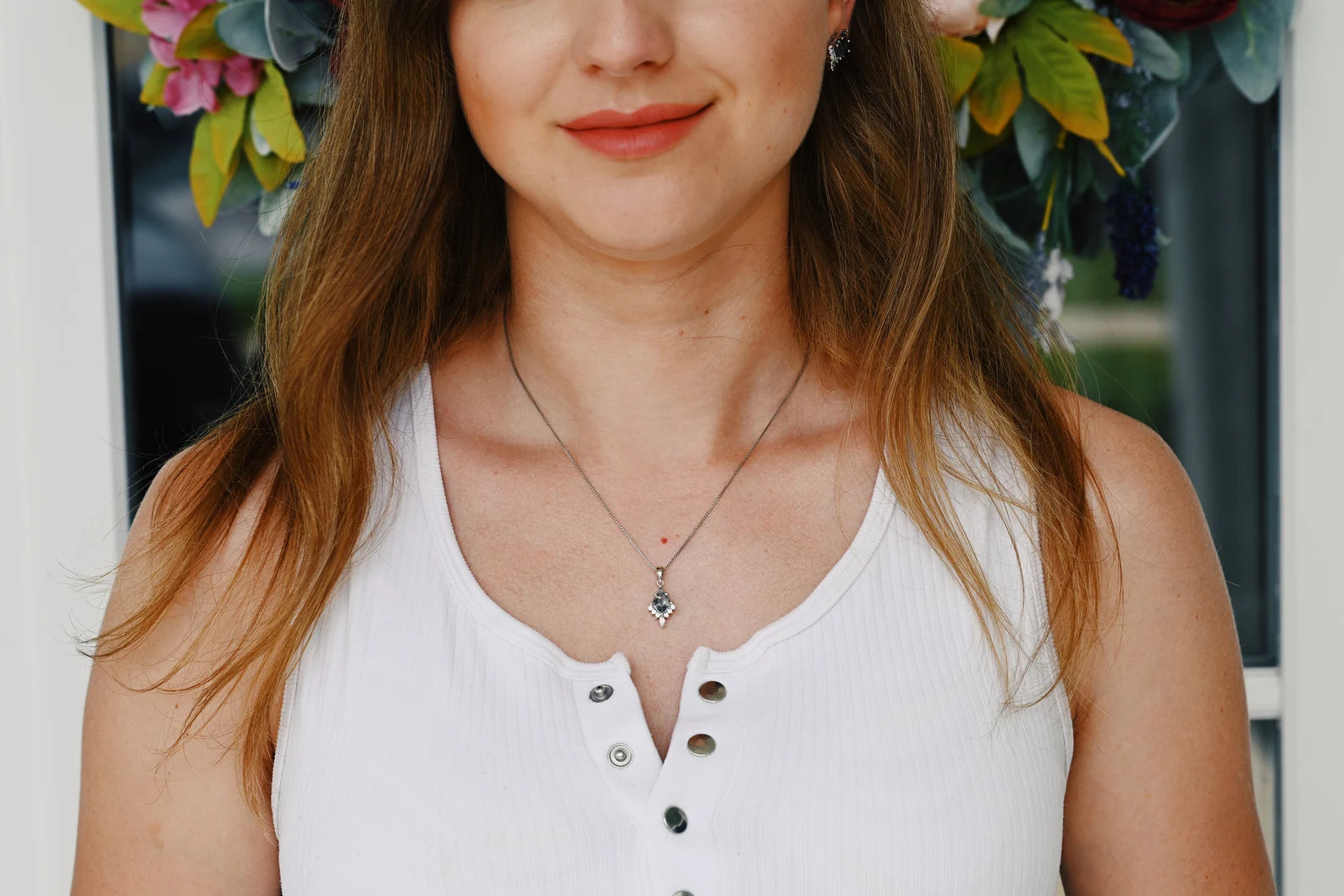 Galaxy Raw Salt & Pepper Diamond (Herkimer Diamond) Pendant Necklace in Sterling Silver - Unique Handmade Jewelry for Women, Boho Chic Fashion & Special Occasion Gifts