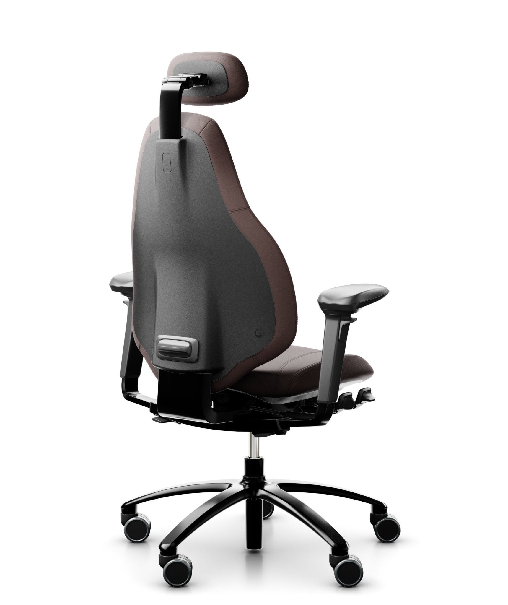 RH Mereo 220 Black Leather Office Chair with Maroon Accents - Ergonomic Executive Desk Chair for Home & Office Workspace