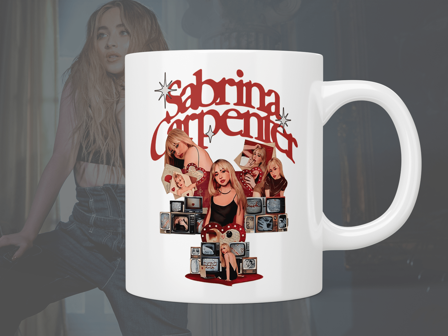 Sabrina Carpenter Coffee Mug - 11oz Ceramic Cup with Handle - Perfect for Hot & Cold Drinks, Office, Home, or Gift