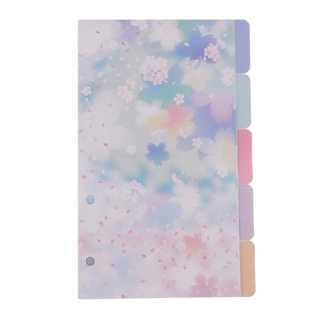 AMLESO 5X A6 Floral Pattern Tabbed Paper for Notebook Scrapbook Index - Cool Colors | Perfect for Journaling, Planner Dividers & DIY Craft Projects