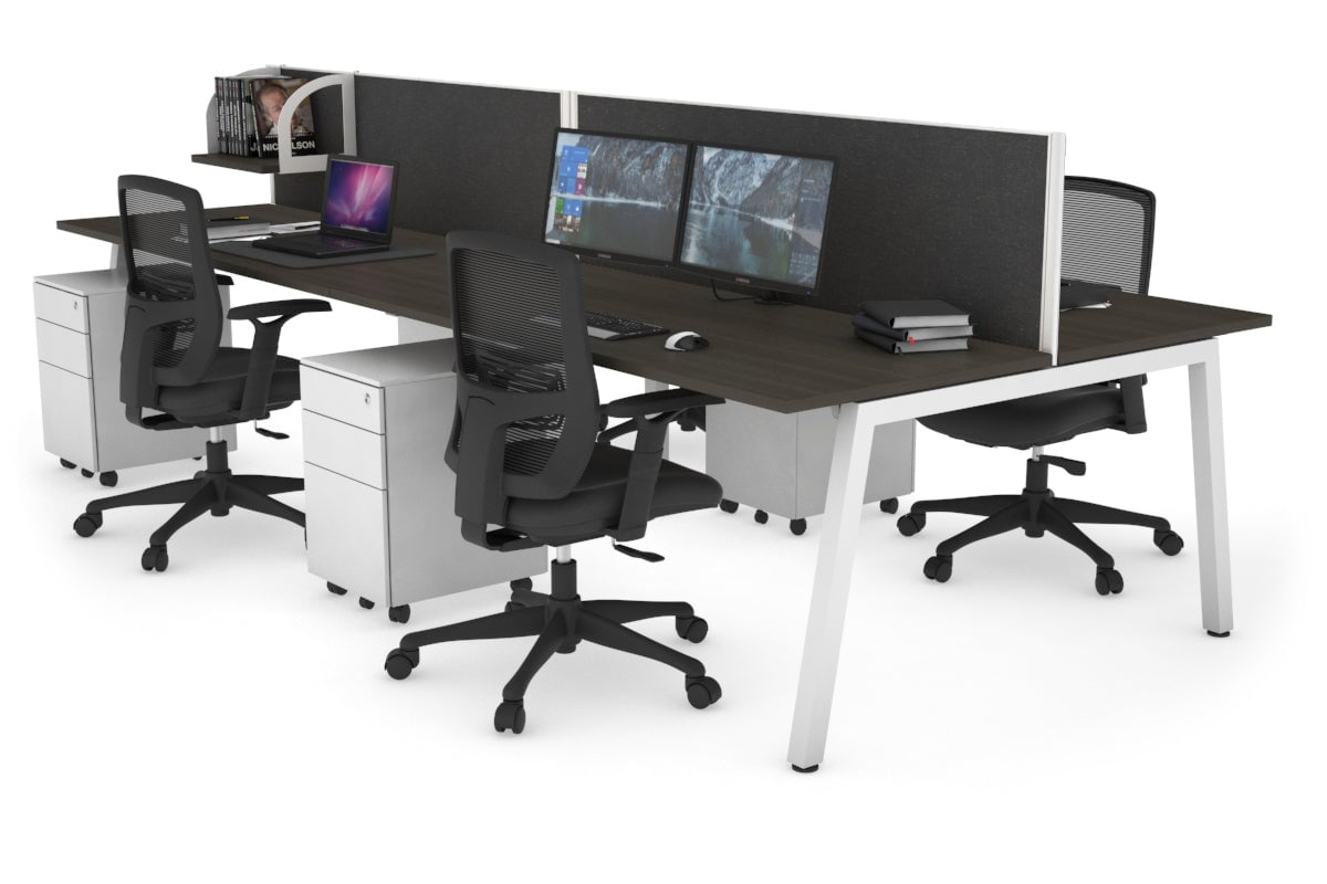 Quadro 4-Person Office Workstation Desk - 1200L x 700W Dimensions - Perfect for Team Collaboration, Open Office Spaces & Coworking Environments