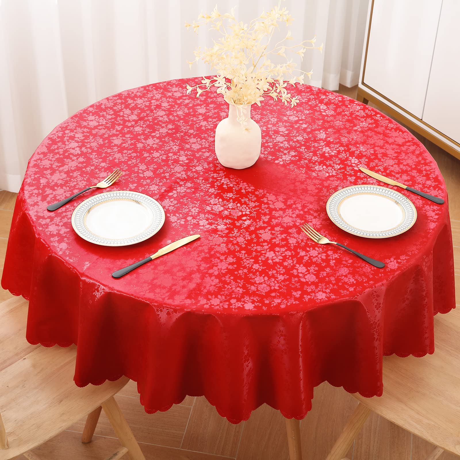 Smiry Round Table Cloth - Waterproof Heavy Duty Vinyl Table Cover, Wipeable & Washable, 70