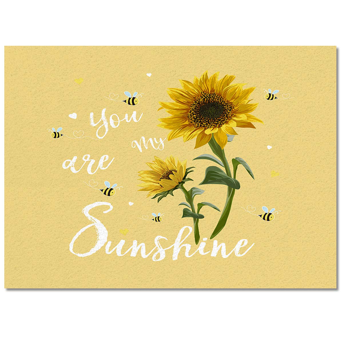 Non-Slip 2.7' x 5' Farmhouse Sunflower Bee Area Rug - Yellow Modern Throw Carpet for Living Room, Bedroom, Nursery - Cozy Home Decor & Perfect for Farmhouse, Boho or Country Style Interiors
