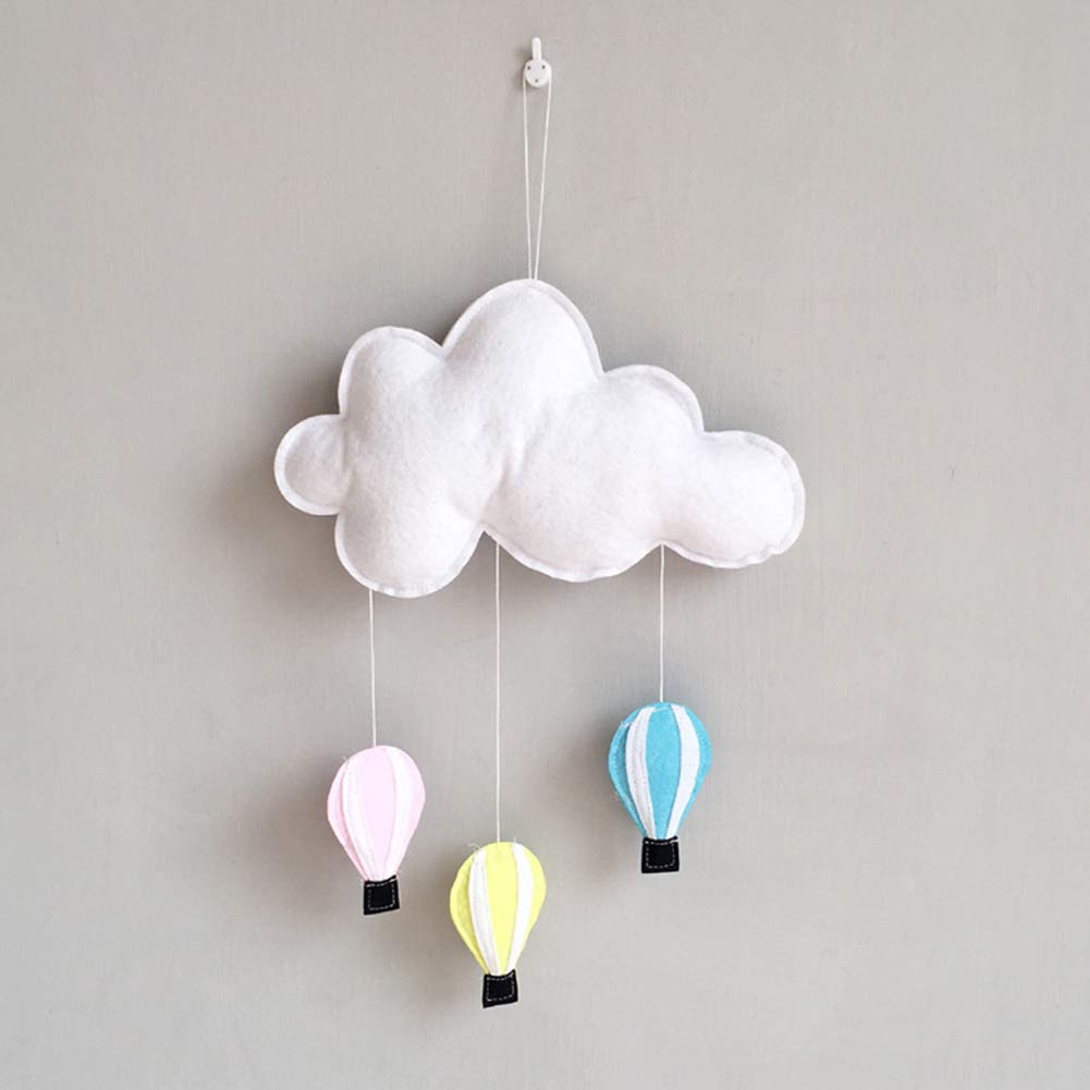 Kids Room Hanging Decor - Cloud & Hot Air Balloon Nursery Mobile for Baby Crib, Bed Canopy & Tent Pendant | Gender Neutral Nursery Decor for Boys & Girls | Perfect for Baby Showers, Birthday Gifts & Room Makeovers