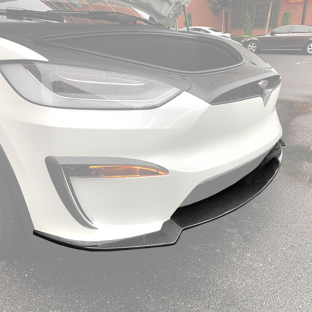 Premium Aero Carbon Fiber Front Lip for Tesla Model X - High Performance Aerodynamic Body Kit | Enhances Style & Downforce | Perfect for Racing & Car Shows