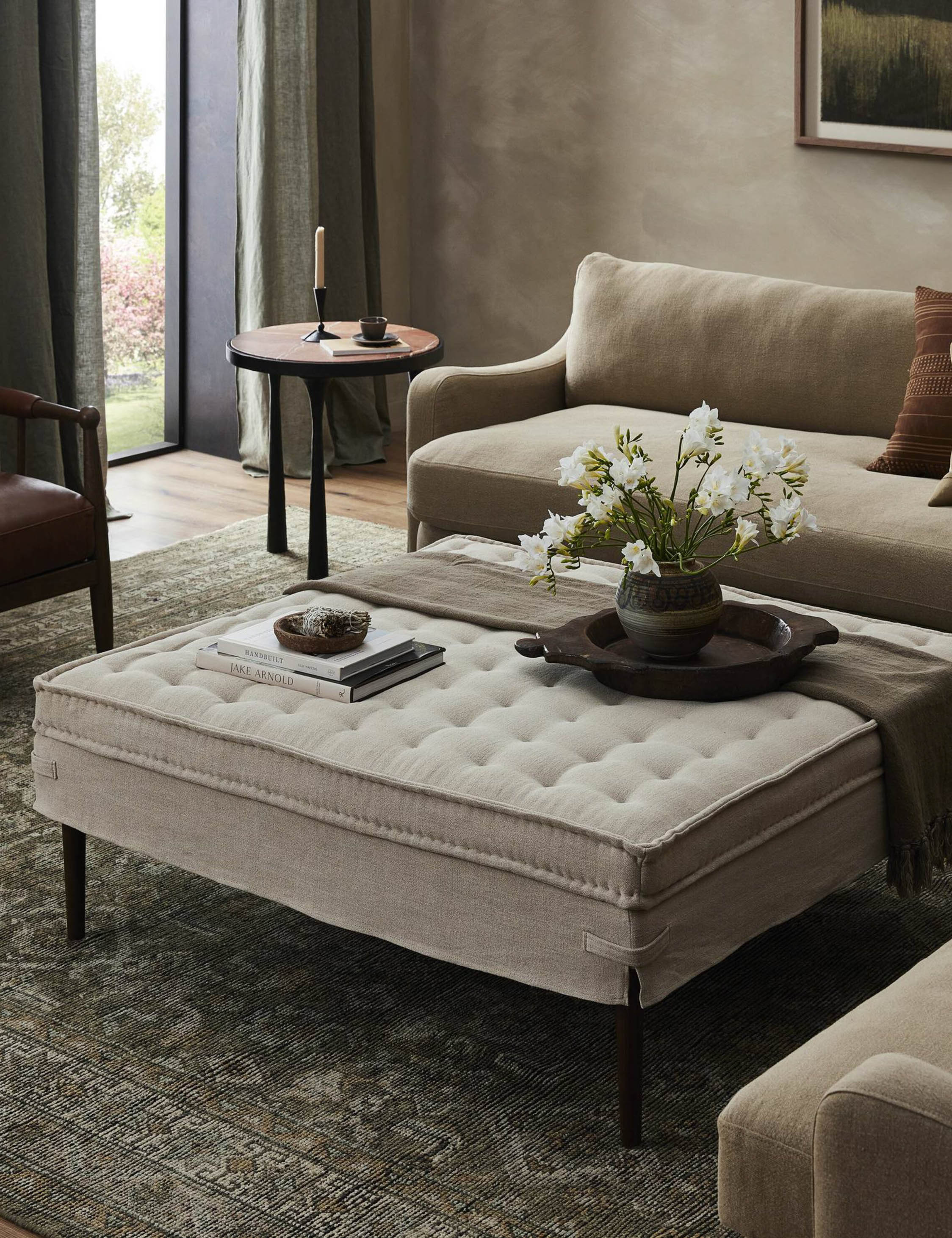 Cole Coffee Table Ottoman by Amber Lewis x Four Hands - Stylish Lift-Top Storage Ottoman for Living Room, Perfect for Coffee Table, Extra Seating & Home Decor