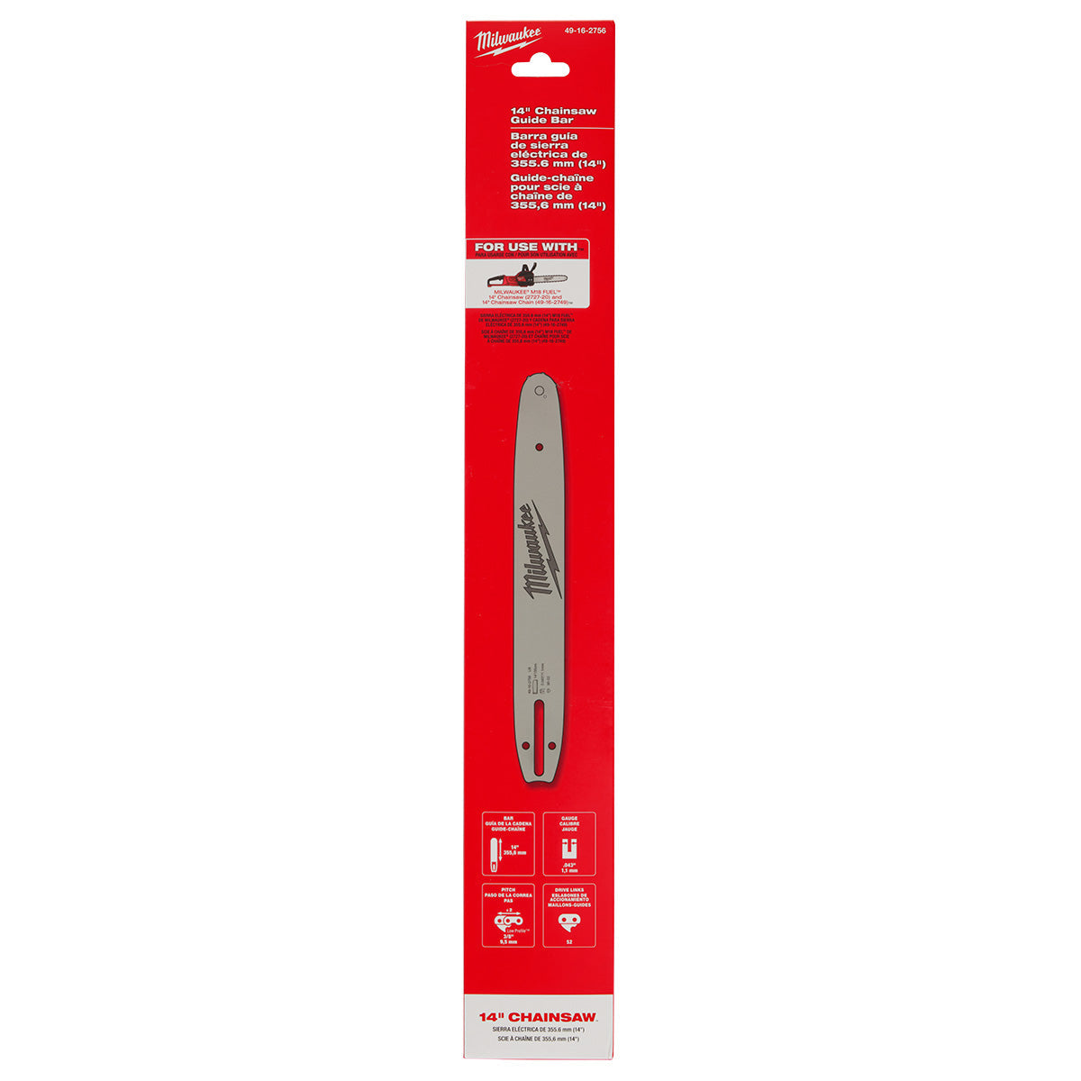 Milwaukee 49-16-2756 14-Inch Chainsaw Guide Bar - Perfect for Wood Cutting, Tree Trimming & DIY Projects