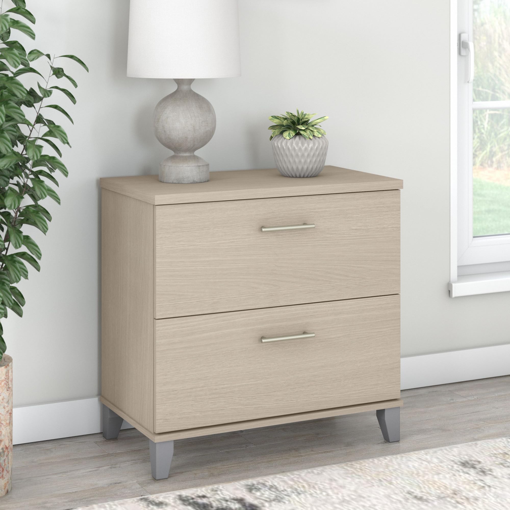 Bush Furniture Somerset 2-Drawer Lateral File Cabinet in Sand Oak - Office Storage Solution for Home & Business Organization