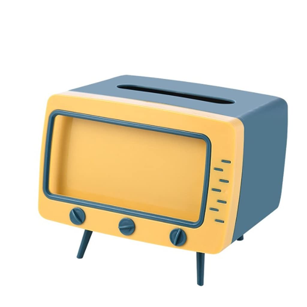 Creative 2-in-1 TV Tissue Box & Desktop Paper Holder Dispenser - Storage Organizer with Phone Stand | Yellow | Perfect for Living Room, Office & Car Use