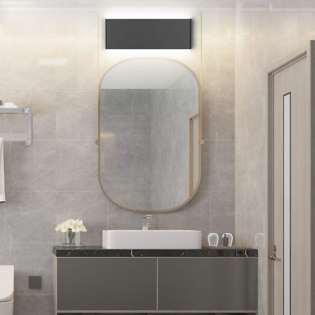 Aipsun 15.8 Inch Modern Black LED Vanity Light with Up and Down Lighting - 5000K White Light for Bathroom Wall Fixtures | Perfect for Makeup, Shaving & Spa-Style Ambiance