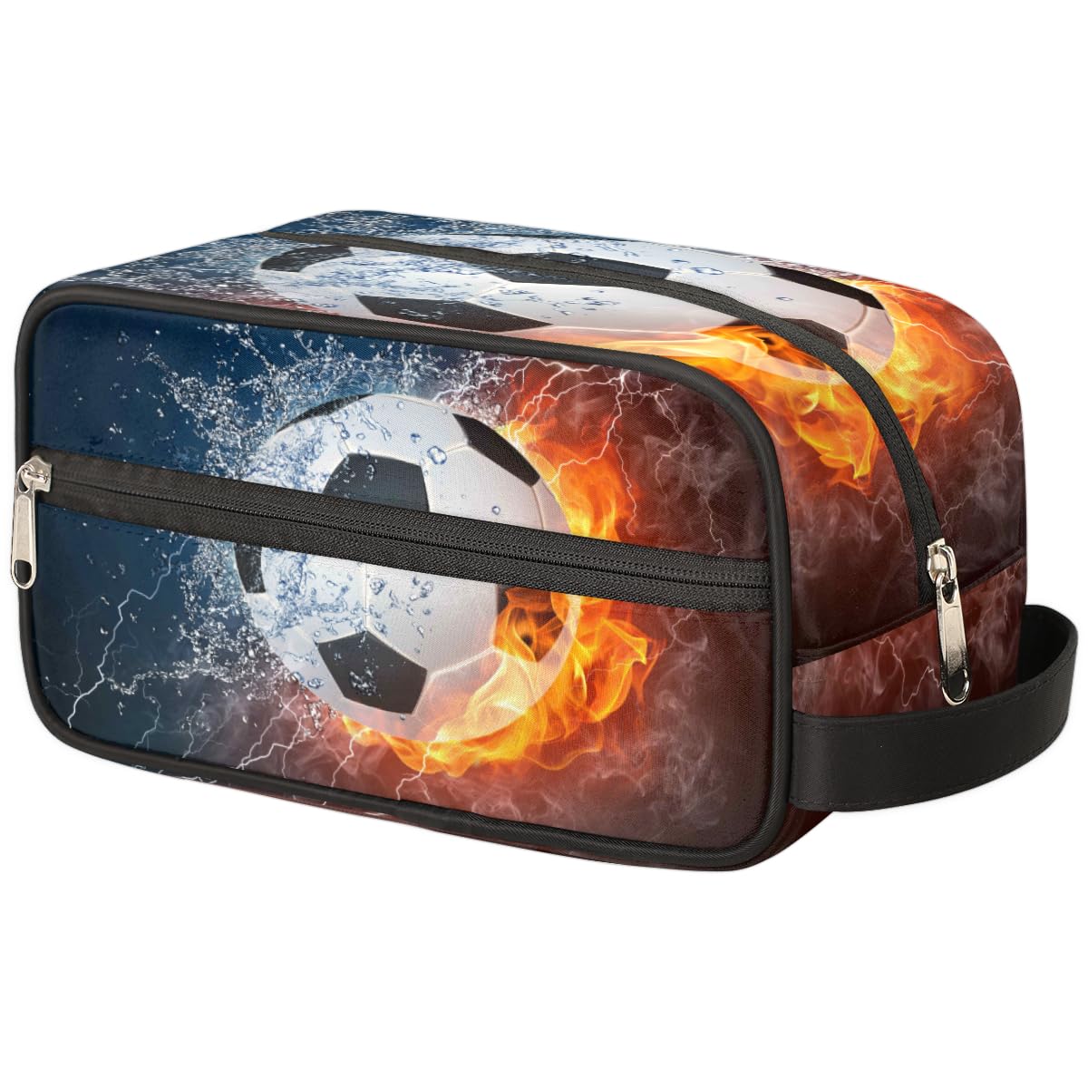 TropicalLife Waterproof Soccer Toiletry Bag for Men & Boys - Travel Shaving Dopp Kit, Cosmetic Pouch, Bath & Makeup Organizer - Perfect for Gym, Camping & Vacation Trips