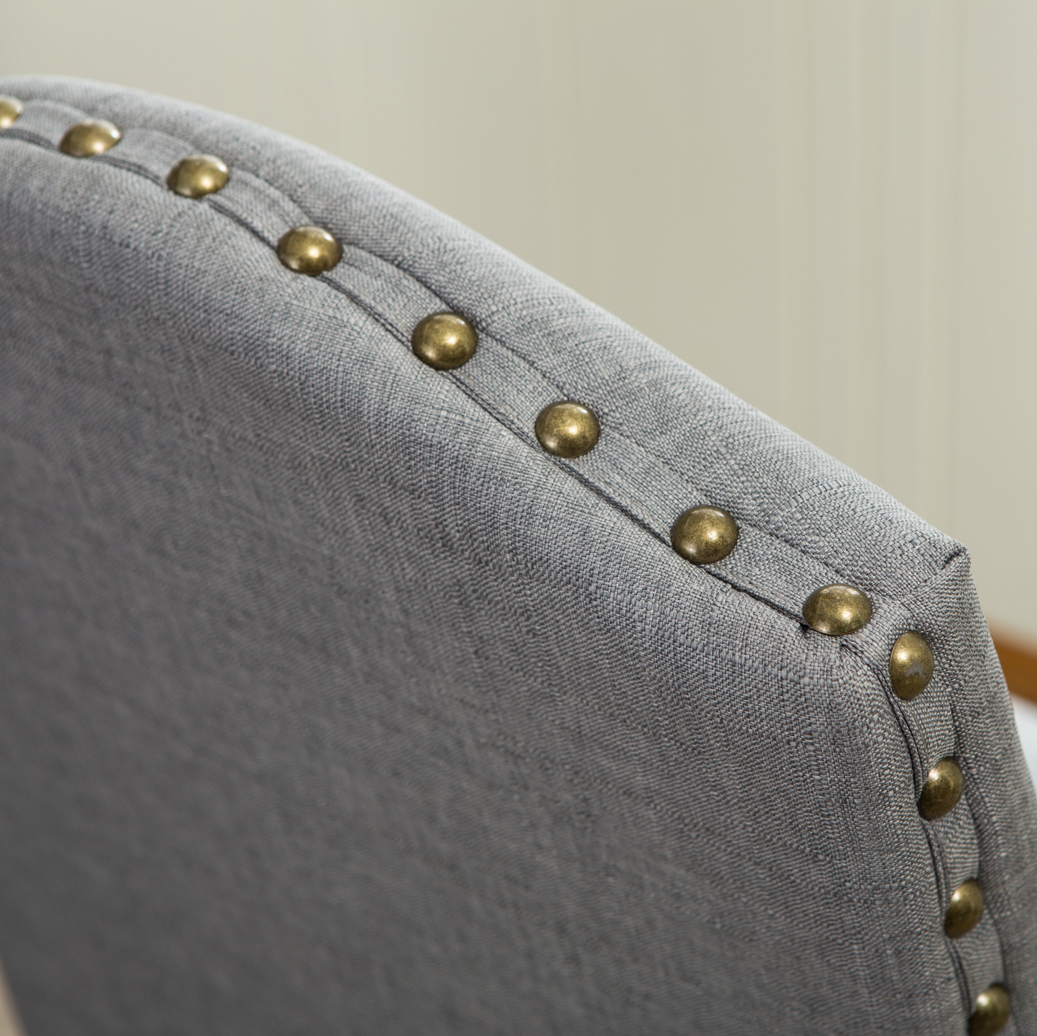 Roundhill Furniture Mod Urban Style Solid Wood Nailhead Fabric Padded Parson Chairs (Set of 2, Grey) - Perfect for Dining Room, Kitchen, Office or Home Decor