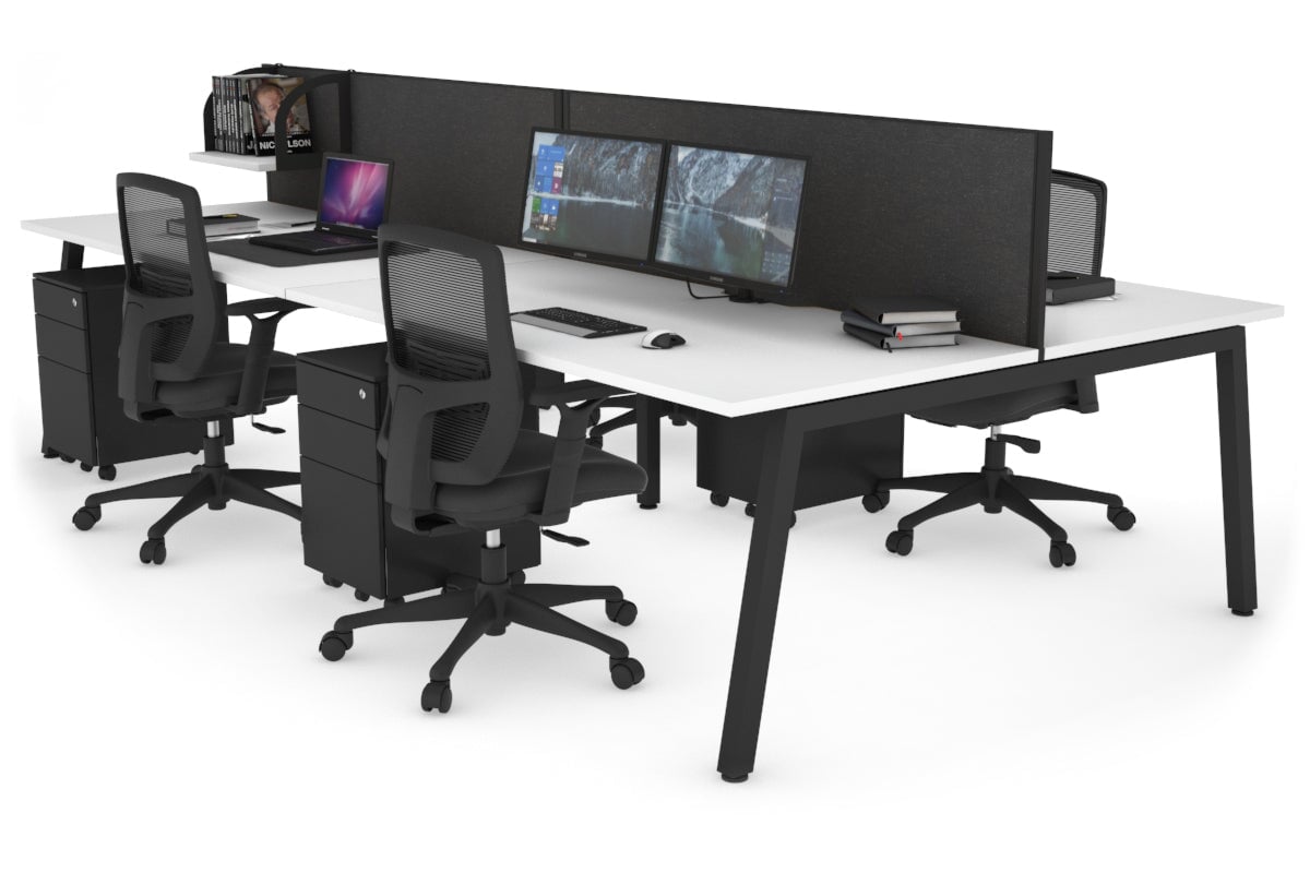 Quadro 4-Person Office Workstation Desk - 1200L x 800W with Cable Management Scallop - Perfect for Collaborative Workspaces, Team Meetings & Open Office Environments