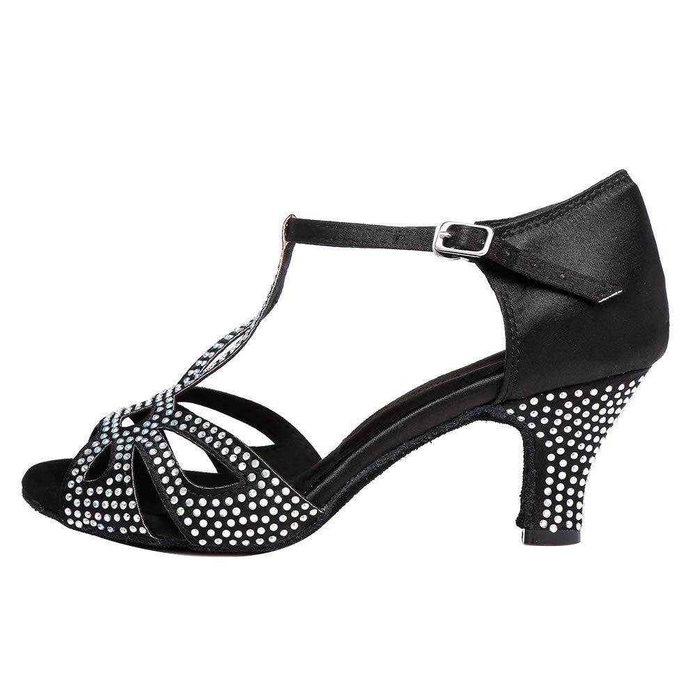 Hipposeus Women's Rhinestone Latin Dance Shoes - Ballroom, Salsa, Tango Performance & Practice Shoes - Model 419 for Parties, Weddings & Dance Competitions