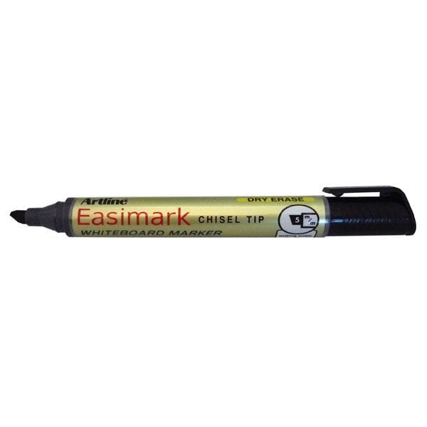 Artline 159 Easimark Whiteboard Marker - 5mm Chisel Tip, Black Ink, Pack of 12 - Perfect for Office Meetings, Classroom Teaching & Home Organization