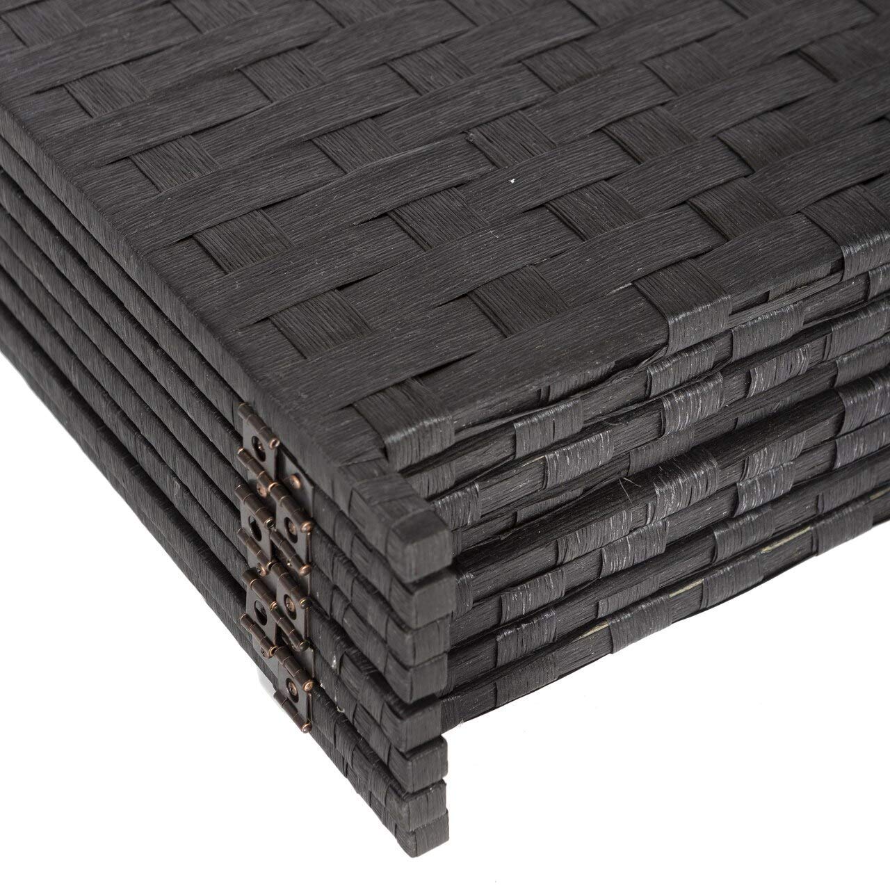 Legacy Decor Bamboo Woven Room Divider - 3-Panel Privacy Partition Screen in Black | Perfect for Home Office, Living Room & Bedroom Separation